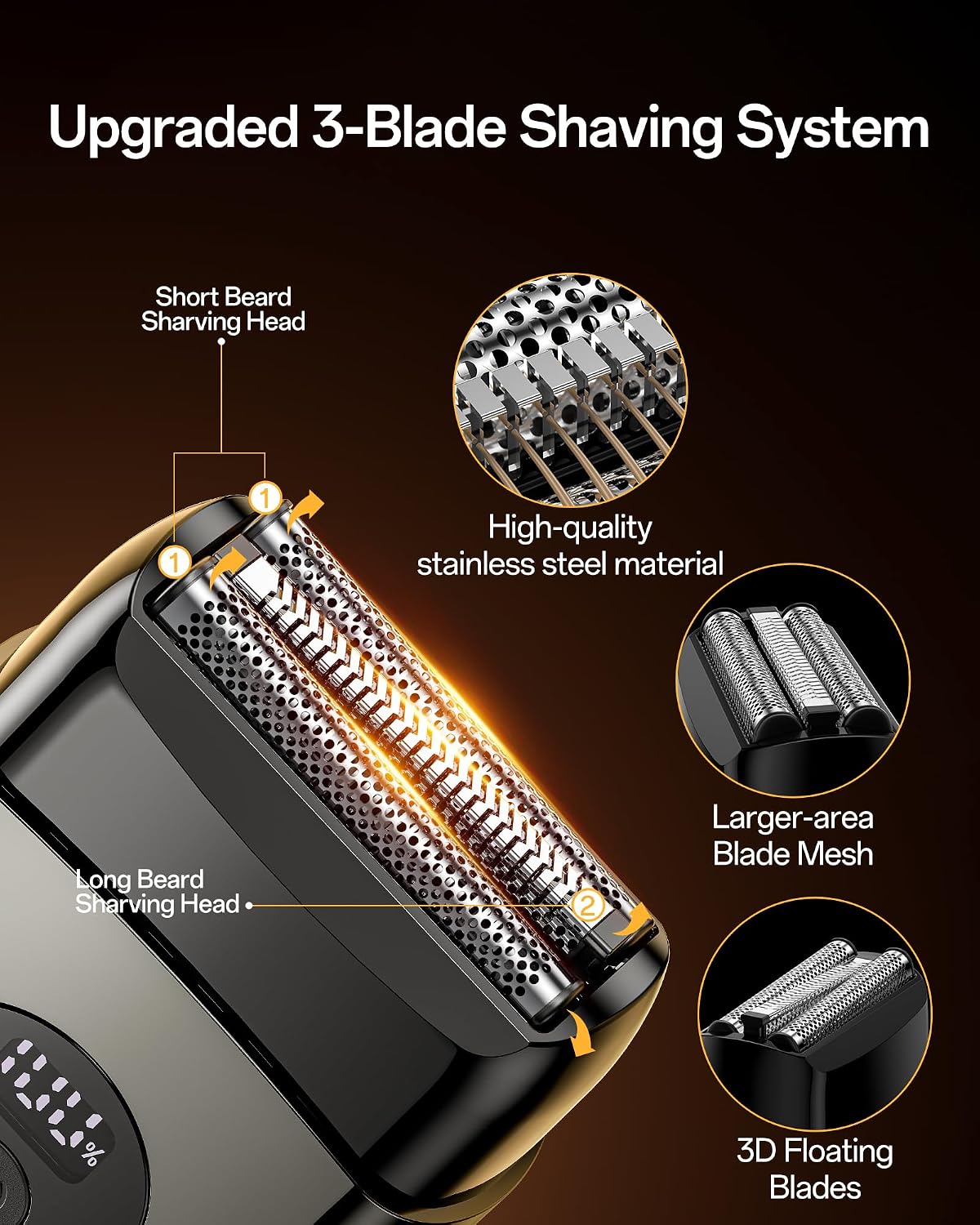 Electric Razor for Men, Foil Shavers Beard Trimmer for Men, Mini Face Shaver for Men, Cordless Travel Body Hair Shaver for Facial, Neck - Image 5