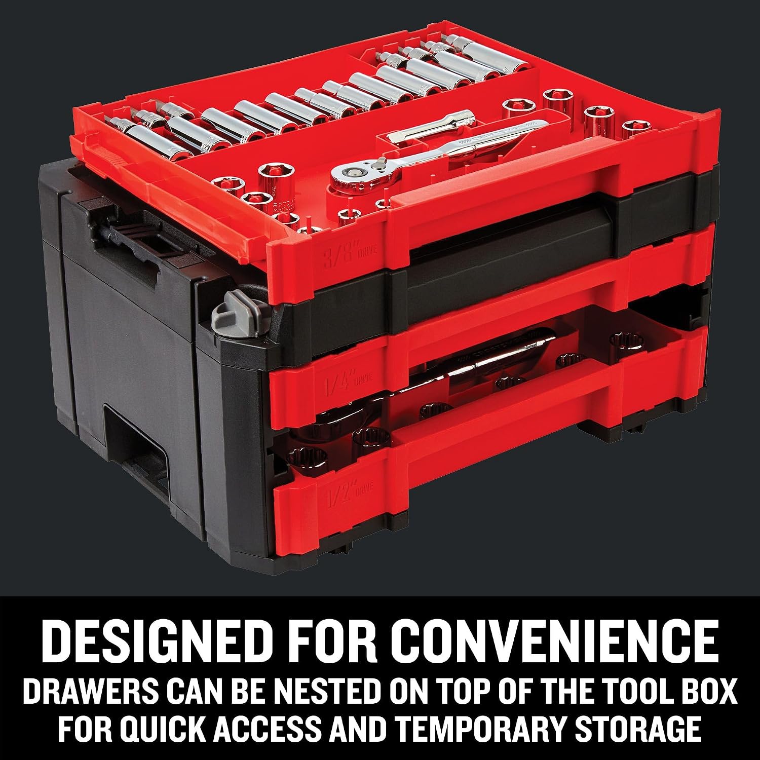 Craftsman 262-Piece Mechanic Tool Set with 3-Drawer VERSASTACK Box, SAE and Metric Socket Set, Car and Motorcycle Tool Kit with Combination Wrenches and Spark Plug Sockets, 90-Tooth (CMMT45309) - Image 9
