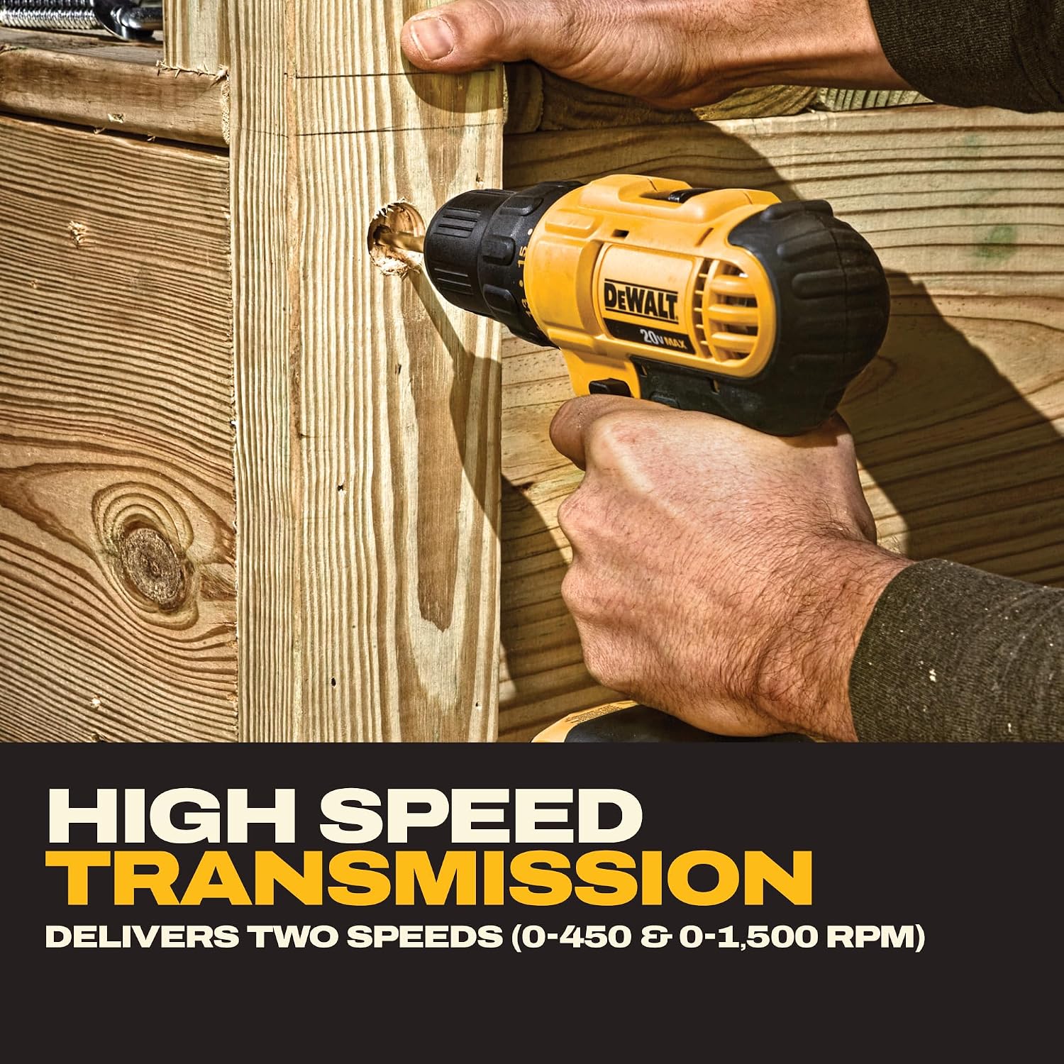 DEWALT 20V Max Cordless Drill Driver Set, 2 Speed, High Performance Motor, Includes 2 XR 1.3Ah Li-Ion Batteries, Charger and Contractor Bag (DCD771C2) - Image 7