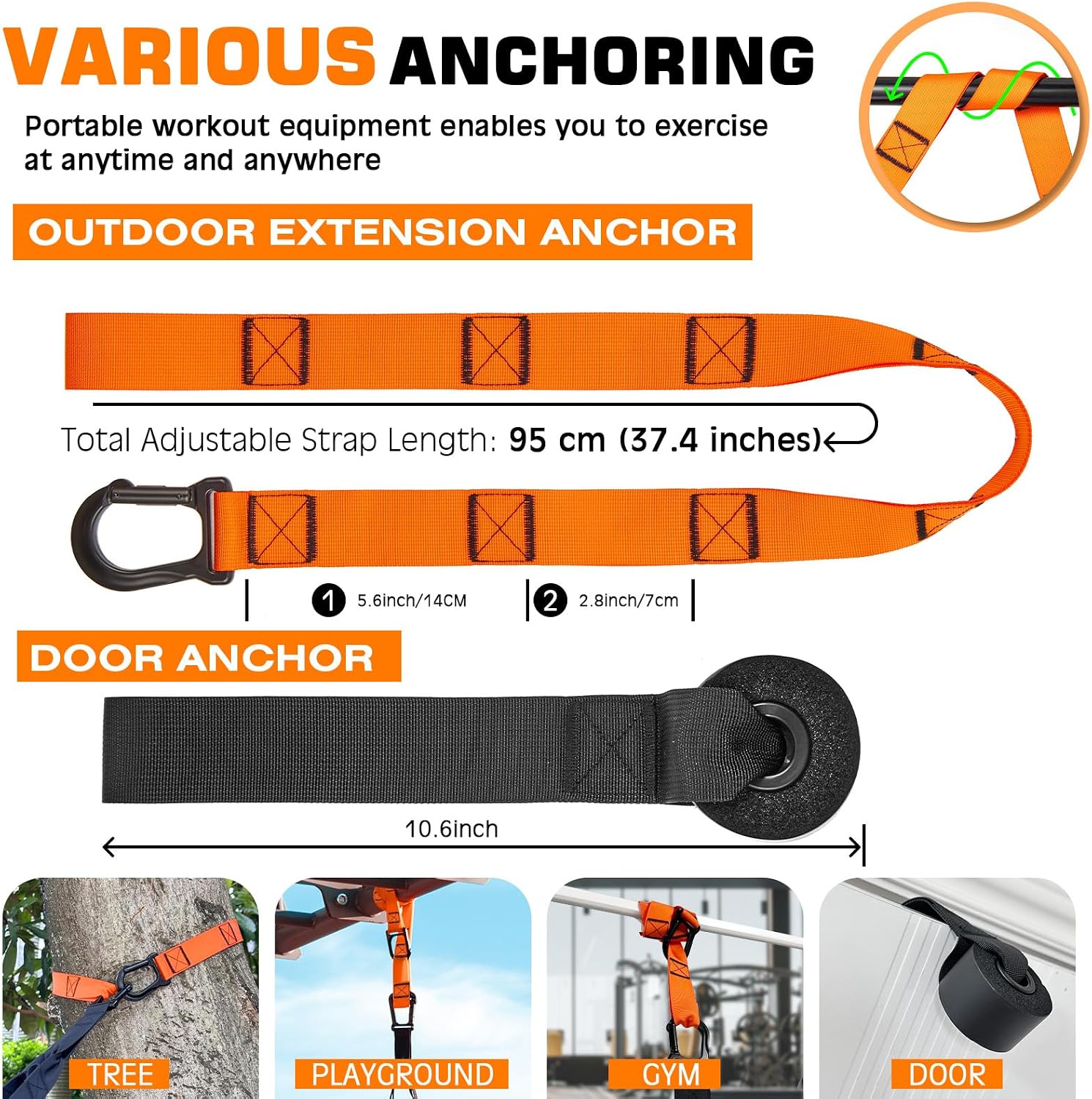 Home Resistance Training Kit, Suspension Trainer Straps with Adjustable Extension, Door Anchor, and Carry Bag – Strength Training Equipment for Full Body Bodyweight Workouts at Home or Outdoors - Image 2