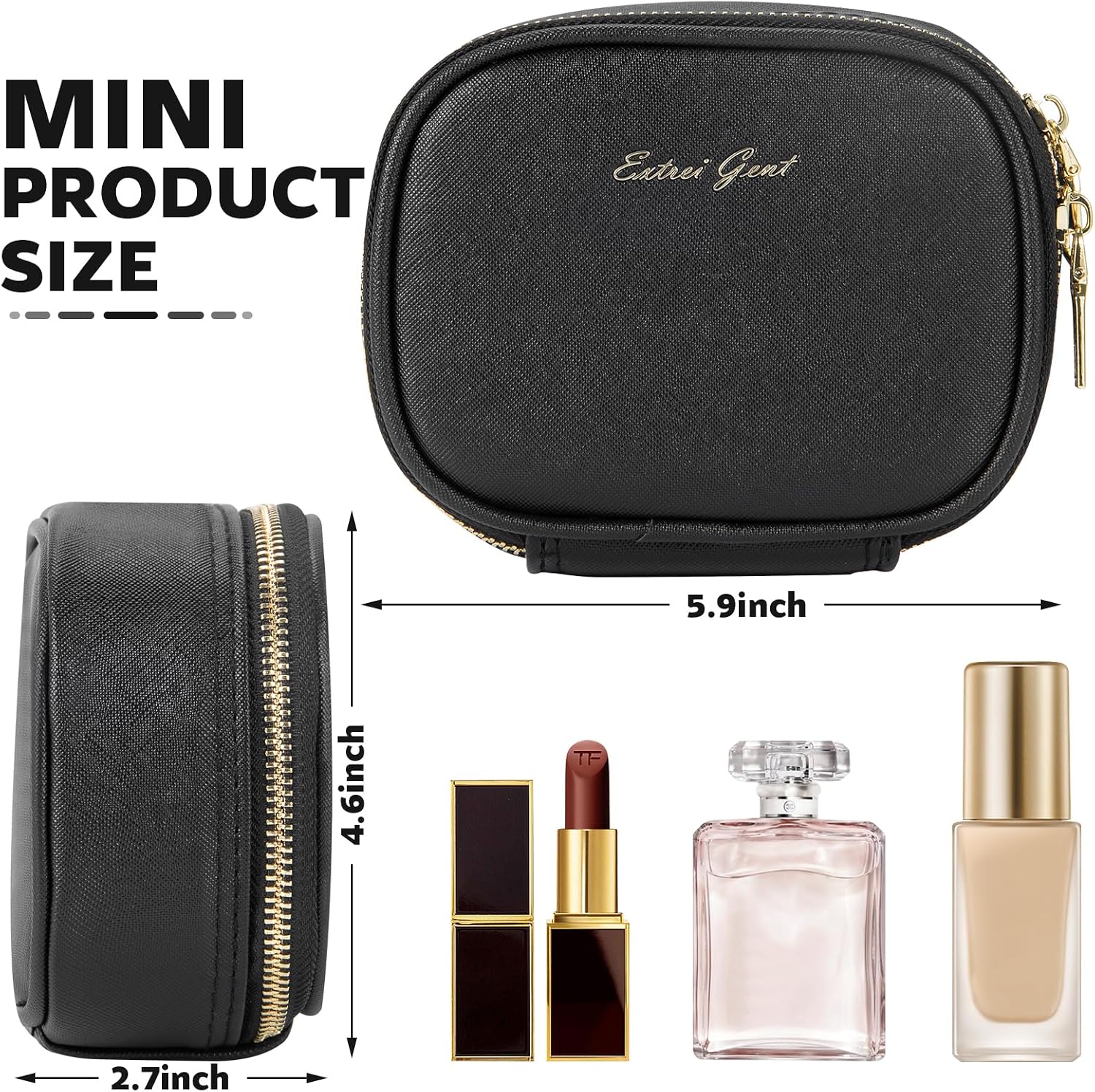 Mini Makeup Bag with Led Mirror, Small Travel Make up Bag 3 Light Modes Adjustable Brightness, for Women Organizer Cosmetic Bag, Portable Travel Train Toiletry Bag, for Pool Parties Work Touch-Ups - Image 2