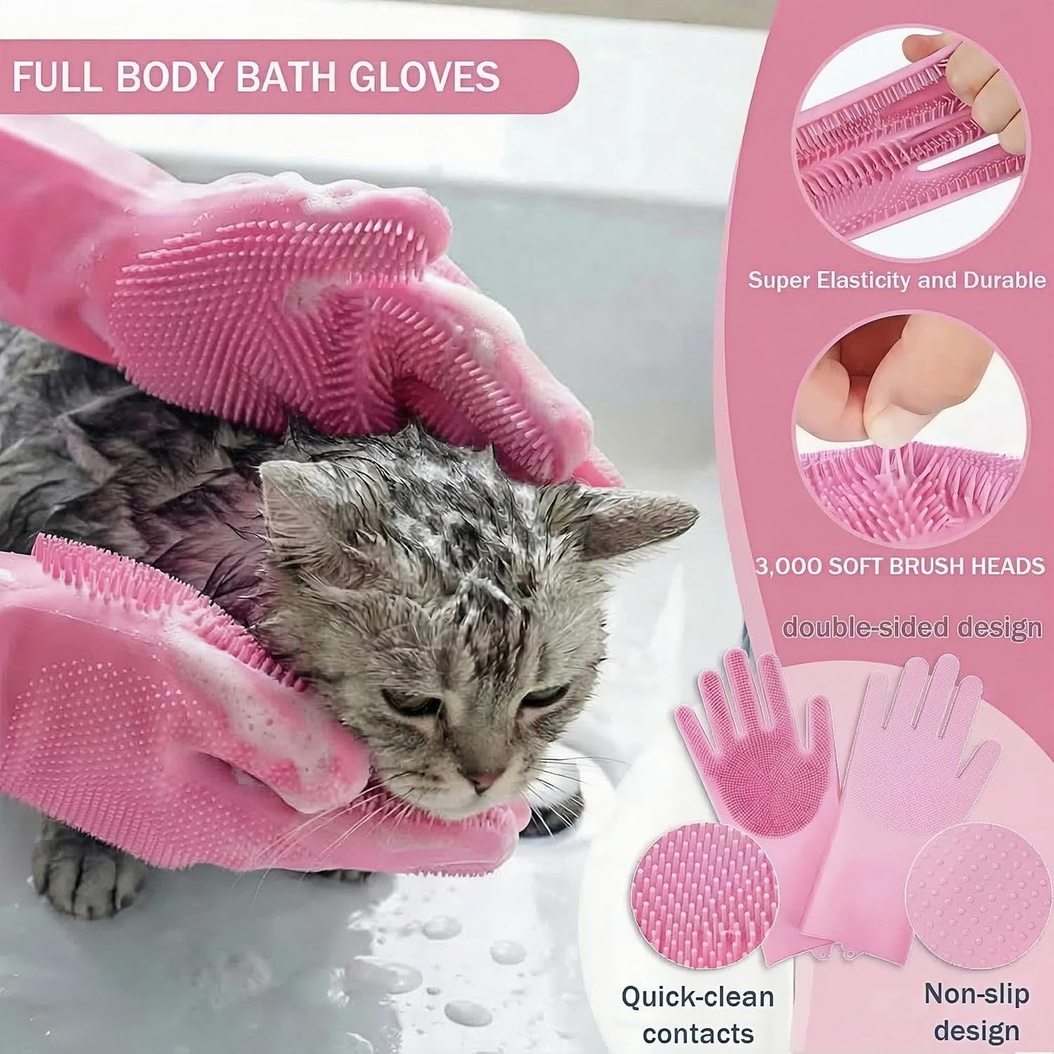 12PCS Dog Bath Kit & Dog Brush Kit for Dogs & Cats - Professional Pet Grooming Tools Set with Shedding Brush, Bath Scrubber, Dematting Comb & Storage Bag - Complete Dog Washing Essentials, Pink - Image 9