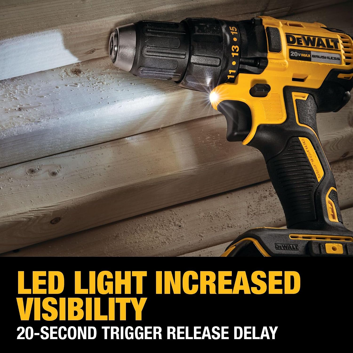 DEWALT 20V MAX Cordless Drill Driver Set, Electric Drill, Brushless 1/2 In 2 Speed, 2.0 Ah Battery and Charger Included, LED Light (DCD777D1) - Image 7