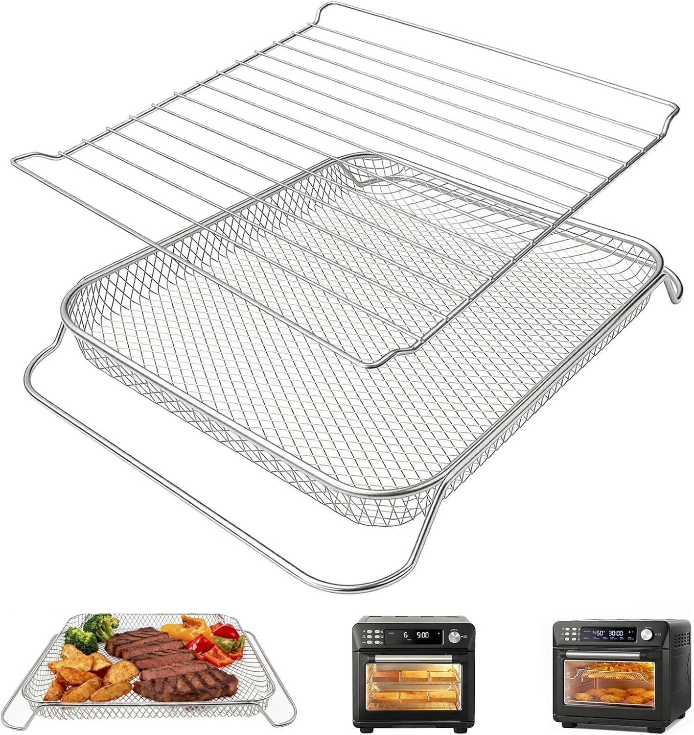 Air Fryer Replacement Parts for COSORI 26QT Smart 12 in 1 Air Fryer Toaster Oven Combo Airfryer Convection Oven Countertop,13.3''(L)×11''(W)×1''(H) Air Fryer Basket Accessories, Dishwasher Safe