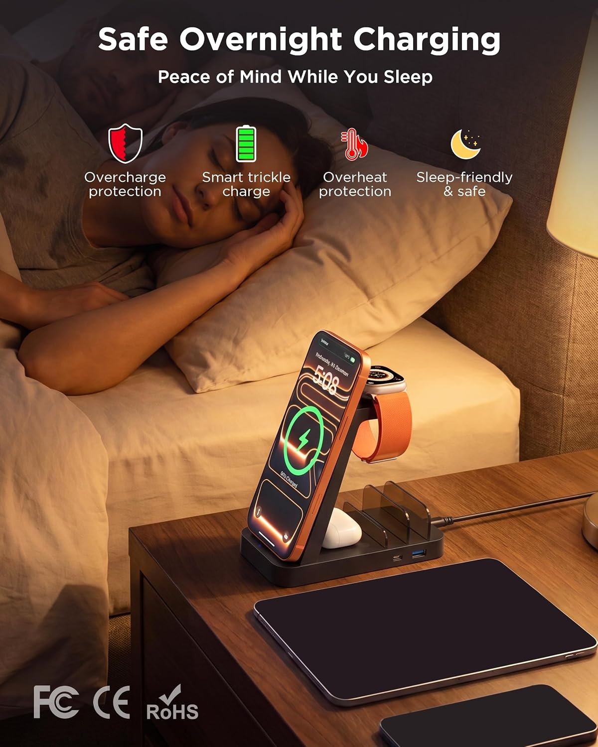 Wireless Charger for iPhone - 5 in 1 Charging Station for Multiple Devices Apple: Fast Wireless Charging Stand Dock for iPhone 17 16e 16 15 14 13 12 Pro Max Apple Watch Airpods - Image 7