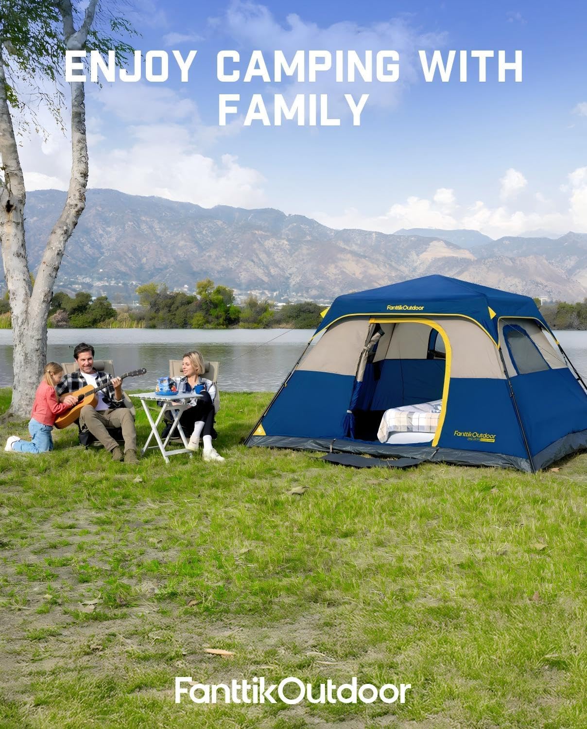 FanttikOutdoor Camping Tent 4/6/8/10 Person Instant Cabin Tent Setup in 60 Seconds with Rainfly & Windproof Portable with Carry Bag for Family Camping & Hiking, Upgraded Ventilation, Navy Blue - Image 7