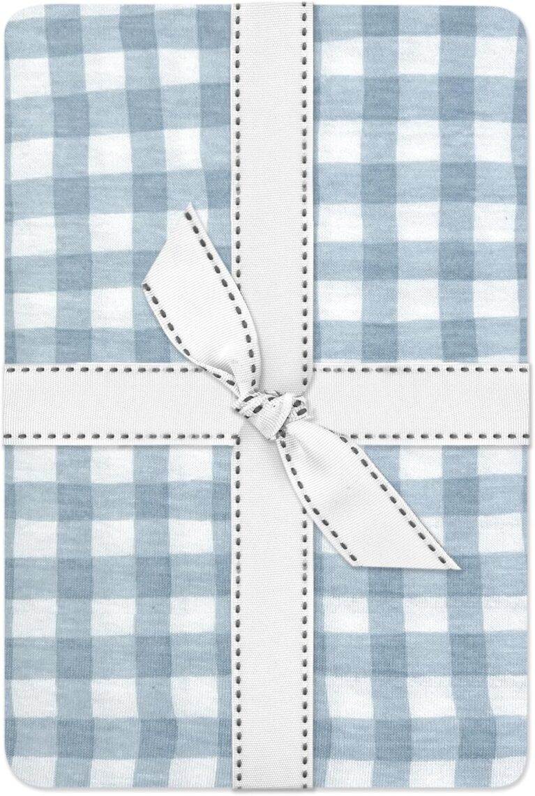 Butterblu Frankie Fitted Crib Sheet 100% Organic Cotton for Baby & Toddler Mattress, Breathable for Boys & Girls, Blue Check, One Size