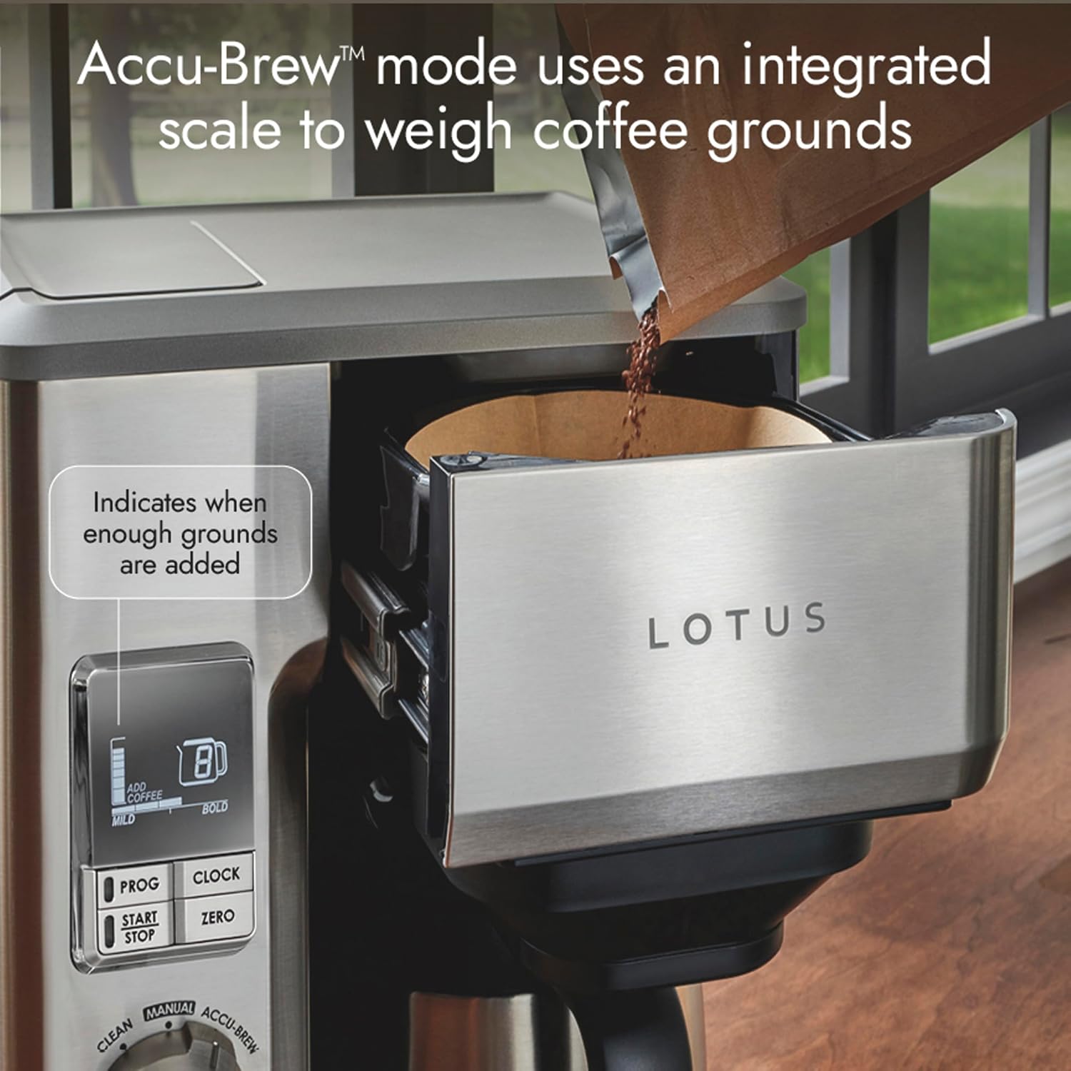 Lotus Coffee Maker with Grounds Scale, Programmable 10-Cup Coffee Maker, The Top Drip, 1500 Watts, Stainless Steel, Professional Series, LTSCM500 - Image 3