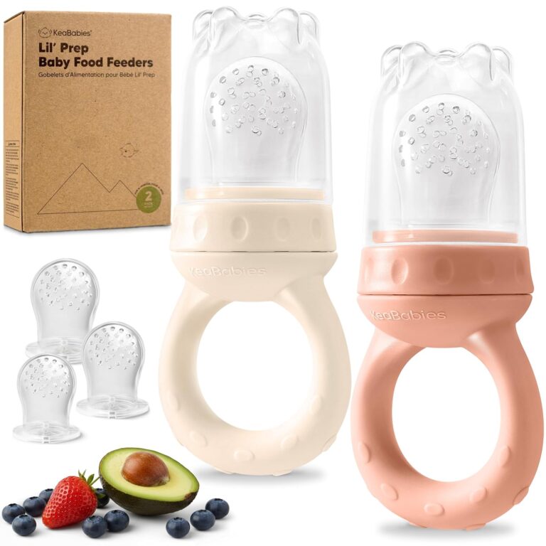 KeaBabies Baby Fruit Feeder 2pk, Silicone Baby Food Feeder (Roseate)