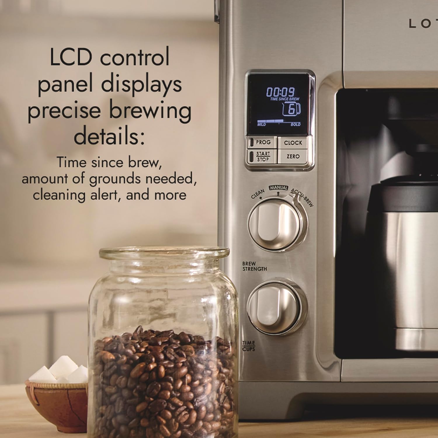 Lotus Coffee Maker with Grounds Scale, Programmable 10-Cup Coffee Maker, The Top Drip, 1500 Watts, Stainless Steel, Professional Series, LTSCM500 - Image 7
