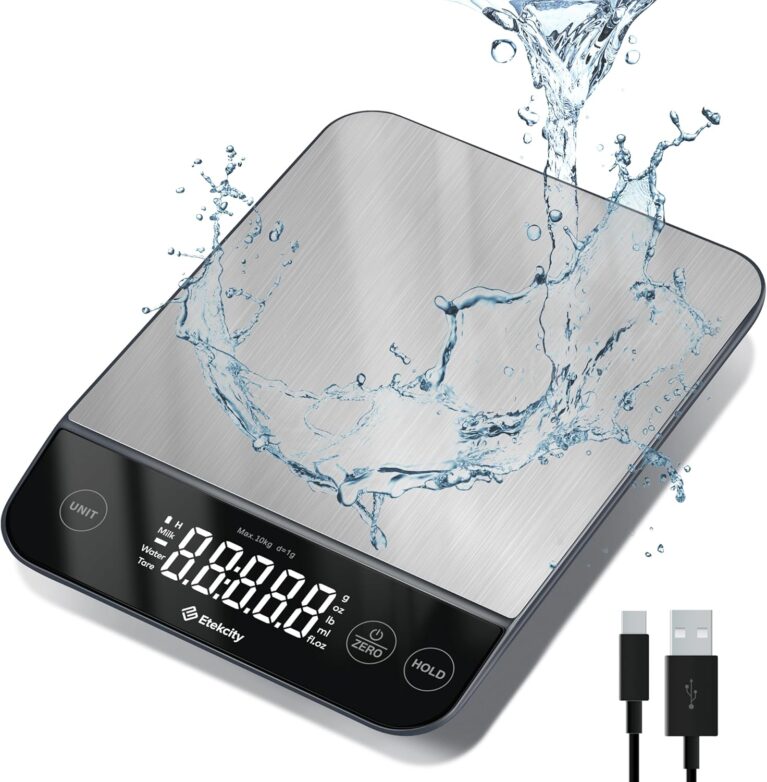 Etekcity 22lb Food Kitchen Scale, USB Rechargeable, IPX6 Waterproof