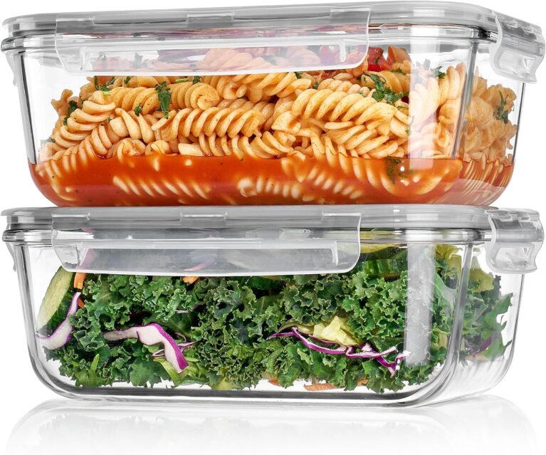 Vtopmart 2Pack 1860ml/63oz Large Glass Storage Containers With Lids, Grey