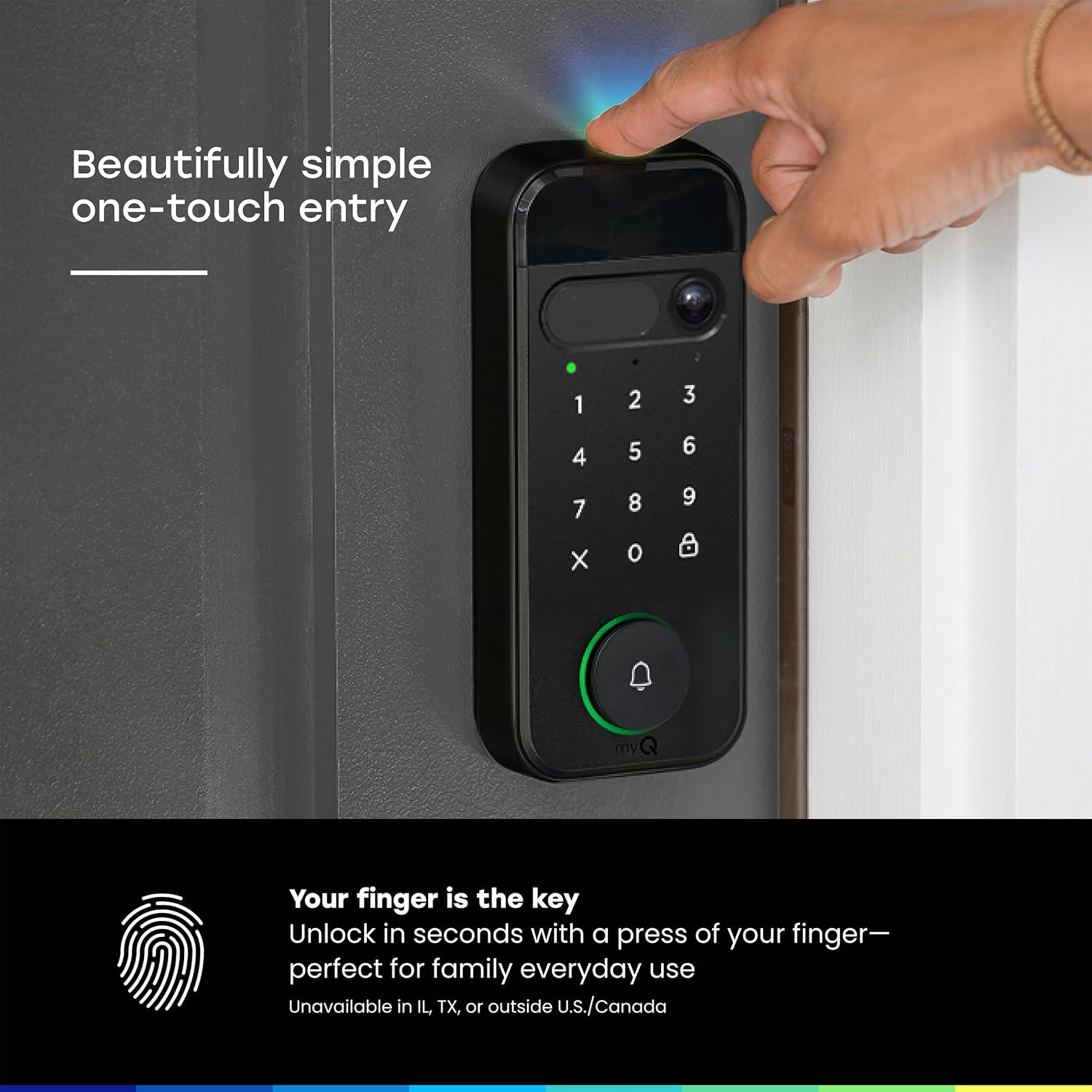 myQ Secure View™ 3-in-1 Smart Lock with 2K HDR Video Doorbell Camera, Face Access, Fingerprint Access, PIN & App Control — Intelligent Entry with Built-in Camera, Color Night Vision & Two-Way Audio - Image 6