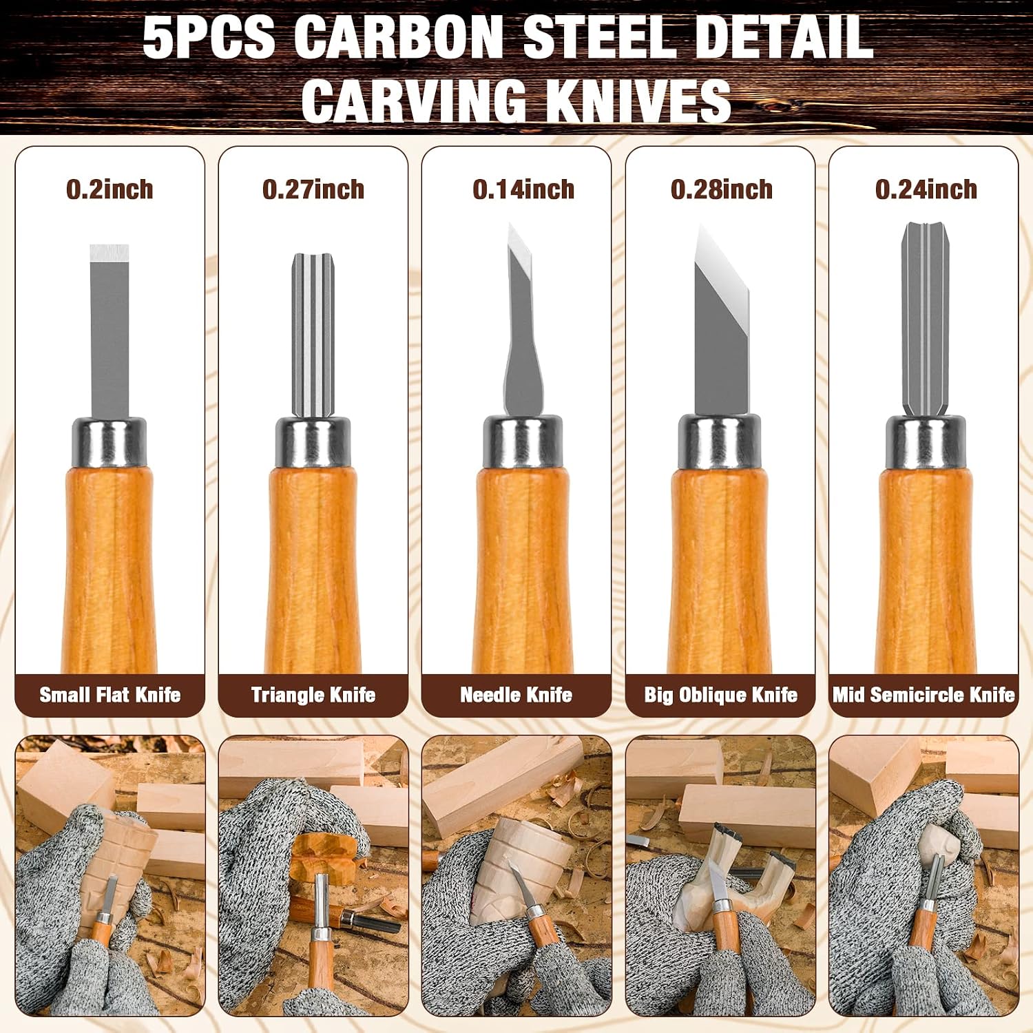 Wood Carving Kit, 23pcs Wood Carving Tools with 4 Wood Carving Knives 5 Detail Knives 9 Blocks, Whittling Kit DIY Hobbies for Adults - Image 5