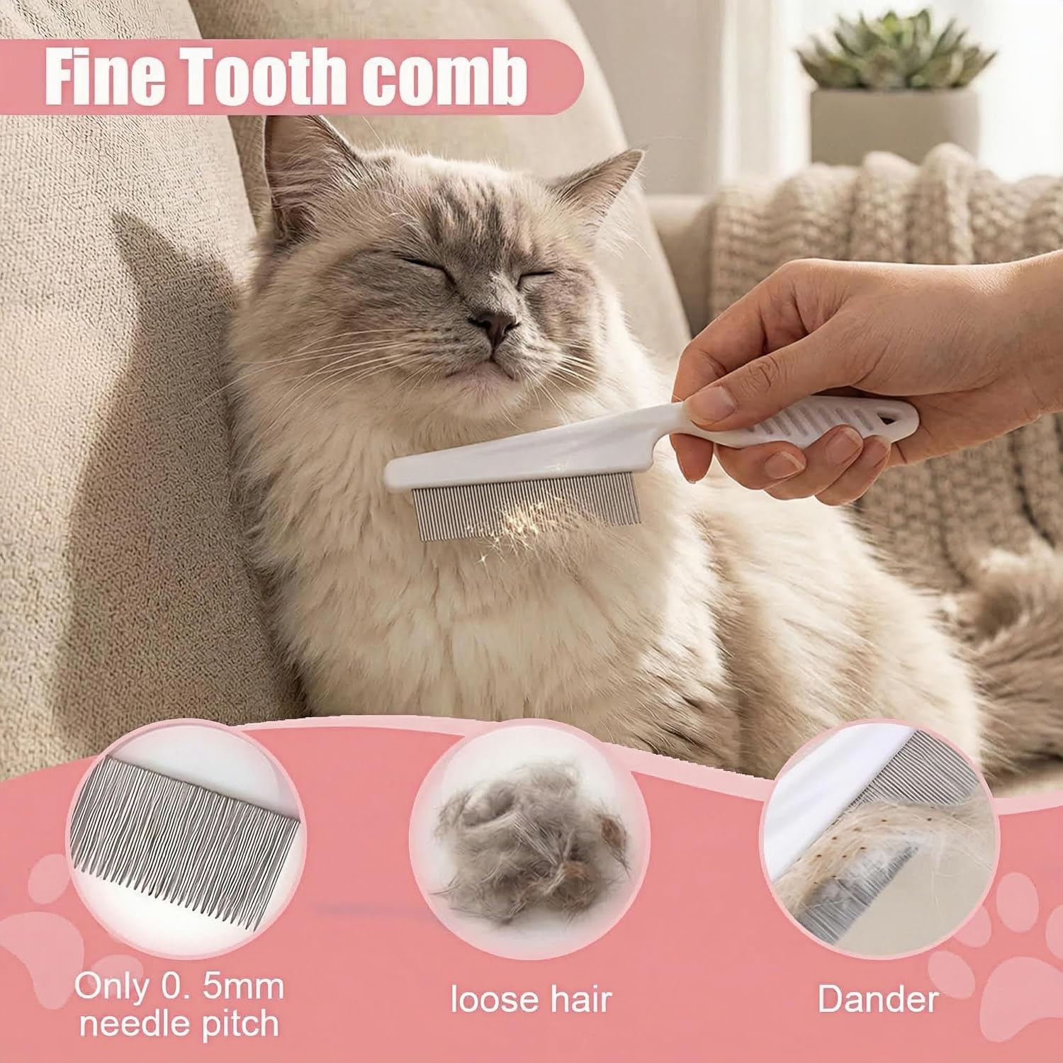 12PCS Dog Bath Kit & Dog Brush Kit for Dogs & Cats - Professional Pet Grooming Tools Set with Shedding Brush, Bath Scrubber, Dematting Comb & Storage Bag - Complete Dog Washing Essentials, Pink - Image 7