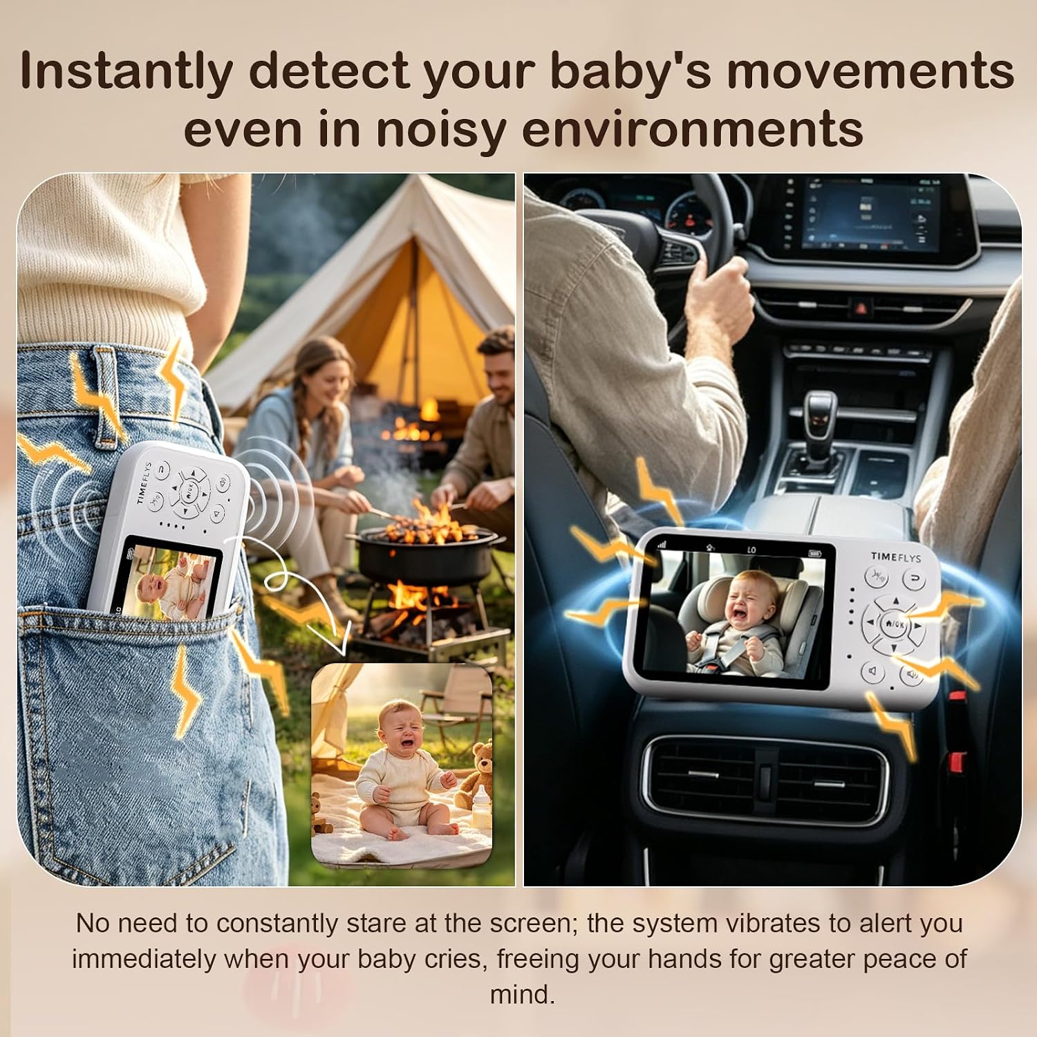 TimeFlys Video Baby Monitor, Both Units Rechargeable, Outdoor Use For Camping, Car Camera Usage, Camera 40-hour Battery, Night Vision, 2-Way Audio, Lullabies, No WiFi Required, Model Z280L,2.8" Screen - Image 6