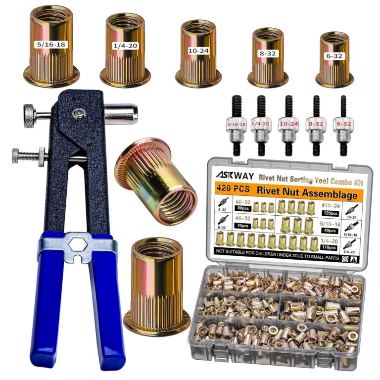 ASKWAY SAE Pressure Rivet Nut Tool Kit 420pcs, SAE Thread Rivet Nuts Kit