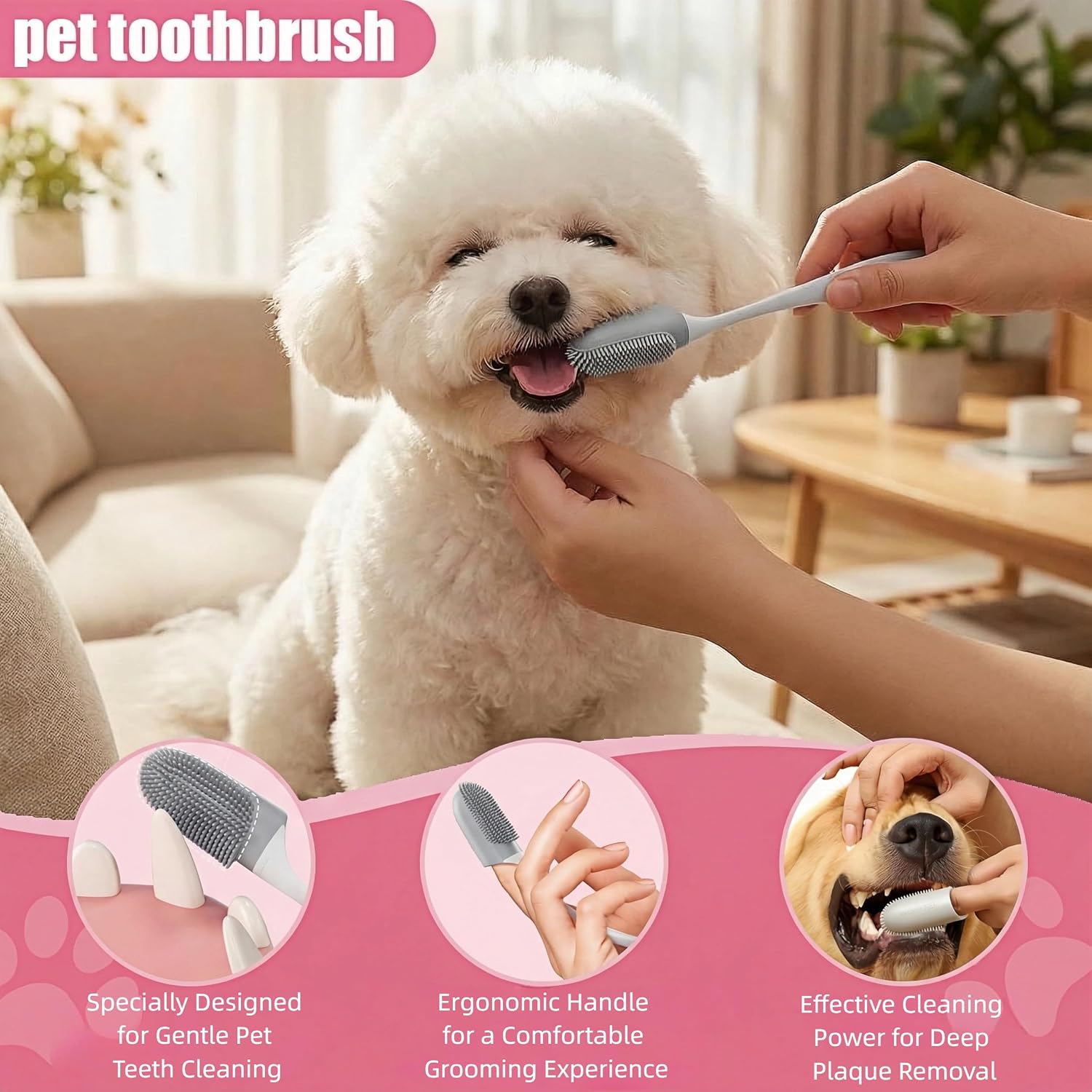 12PCS Dog Bath Kit & Dog Brush Kit for Dogs & Cats - Professional Pet Grooming Tools Set with Shedding Brush, Bath Scrubber, Dematting Comb & Storage Bag - Complete Dog Washing Essentials, Pink - Image 5