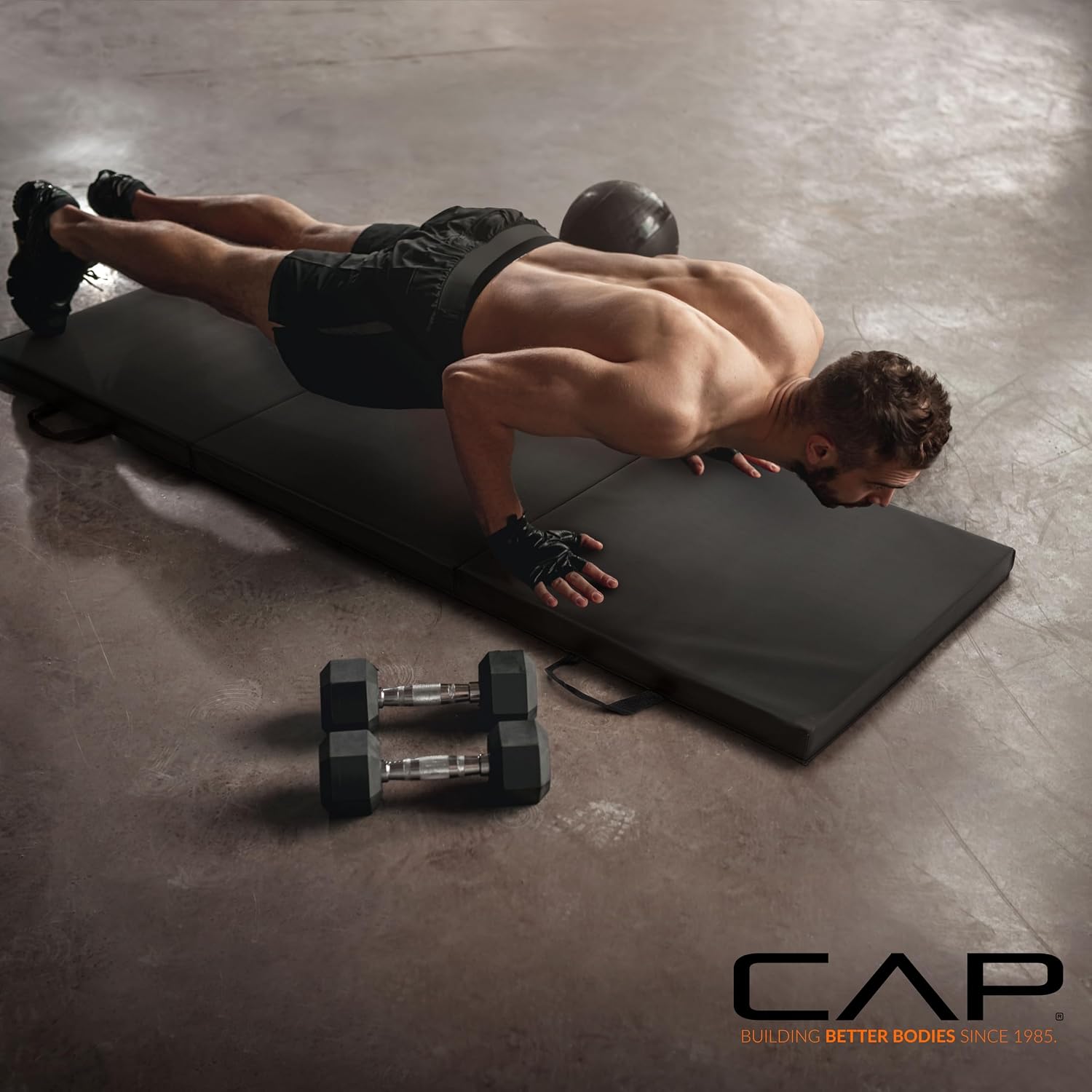 CAP Barbell Folding Exercise Mat – Durable, Anti-Tear, Thick Padding for Fitness, Aerobics, Gymnastics & Home Workouts. 72"L x 24"W x 2"Thick. BLACK - Image 6