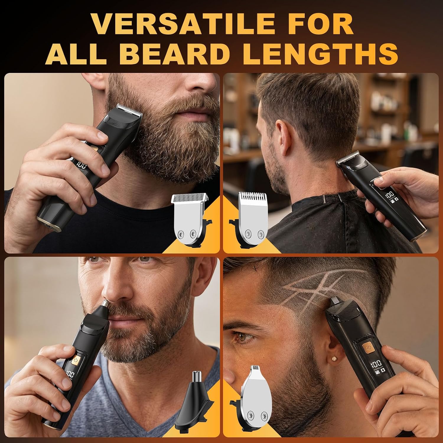 Beard Trimmer for Men,18 in 1 Electric Razor & Hair Clipper,Accessories mens‑electric‑shaver,Waterproof Mustache Grooming Kit,Rechargeable Beard Trimmer - Image 4