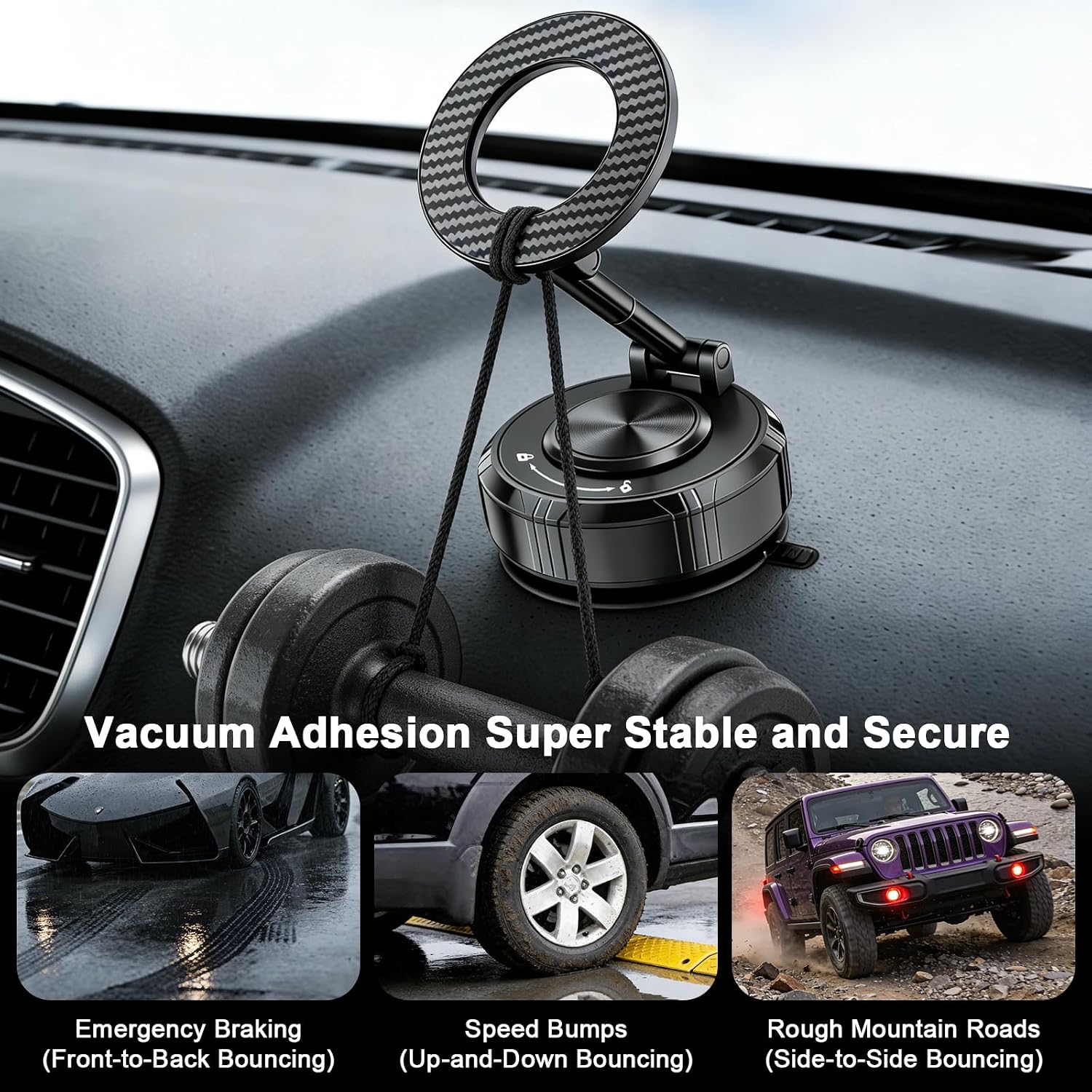 Car Mount, Vacuum Suction Phone Holder for Car, Car Phone Holder Mount, 360° Adjustable Phone Holder Wall Mount, Car Accessories for iPhone 17/16/15/14 Pro Max Cell Phone - Image 4