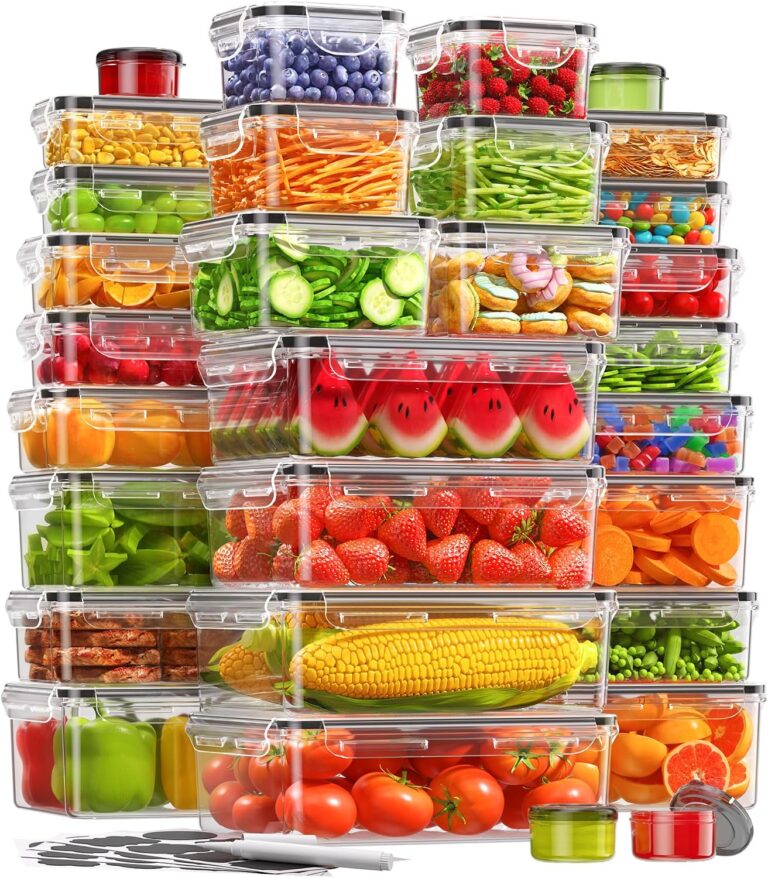 KEMETHY 60 PCS Food Storage Containers with Lids, Plastic Food Containers