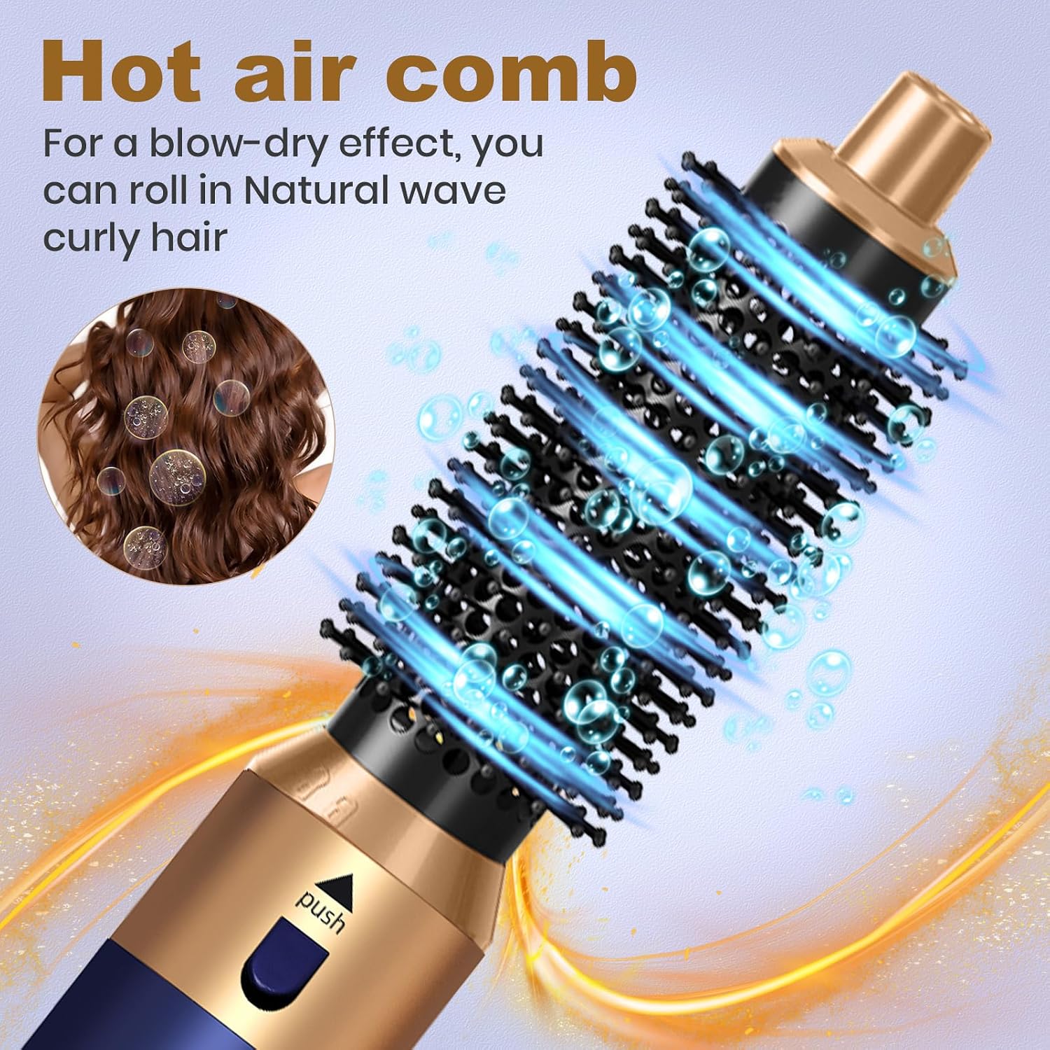 Hair Dryer Brush 5 in 1, Negative Ion Blow Dryer Brush Set- 110,000 RPM High - Speed Hot Air Brush Air Styler Curling Wrap Air Curler,Curling Iron Hair Styling Tools for Straight Curl Drying Smoothing - Image 2