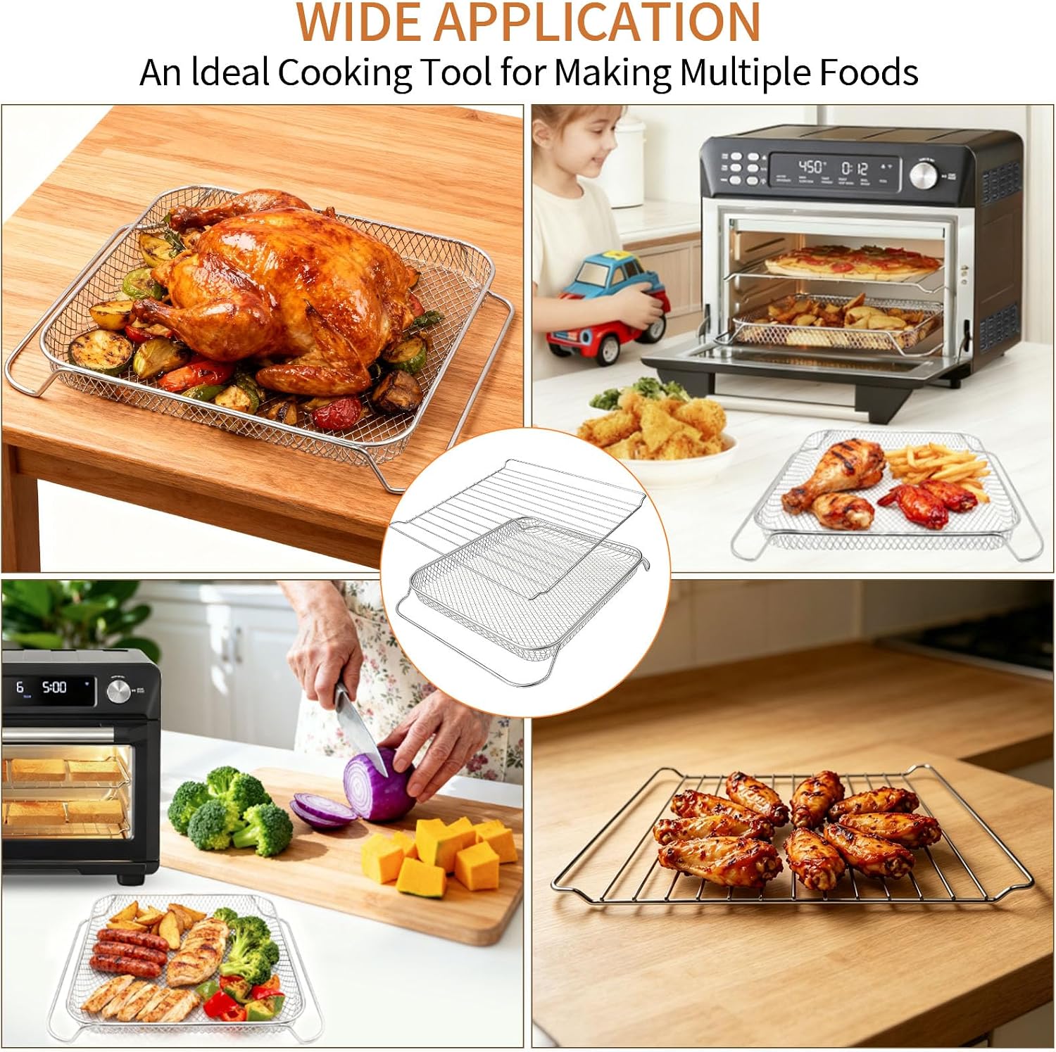 Air Fryer Replacement Parts for COSORI 26QT Smart 12 in 1 Air Fryer Toaster Oven Combo Airfryer Convection Oven Countertop,13.3''(L)×11''(W)×1''(H) Air Fryer Basket Accessories, Dishwasher Safe - Image 7