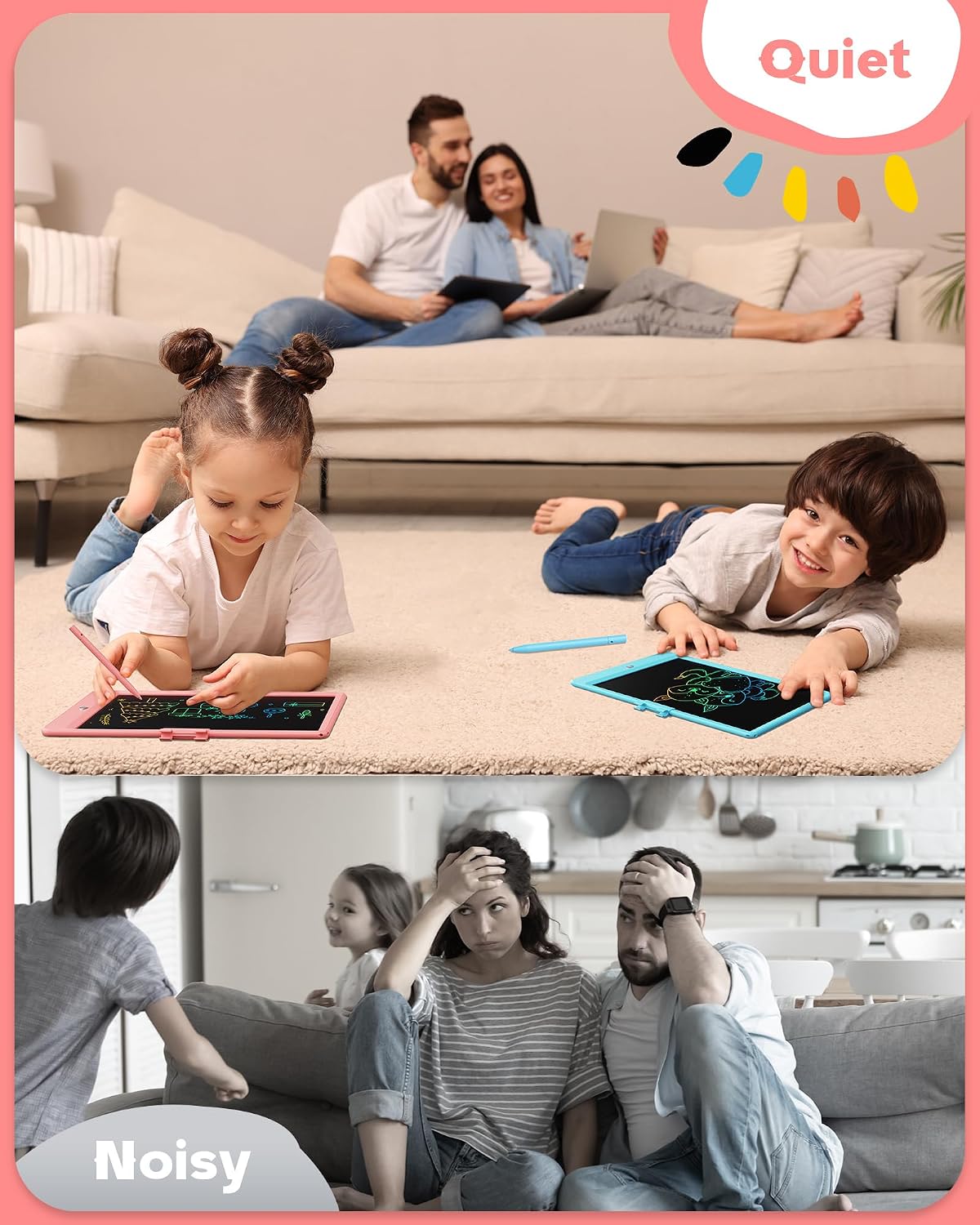 Bravokids 10 Inch LCD Writing Tablet for 3-8 Year Olds - Electronic Drawing Pad and Doodle Board as Educational Birthday Gifts for Girls and Boys (Pink) - Image 6