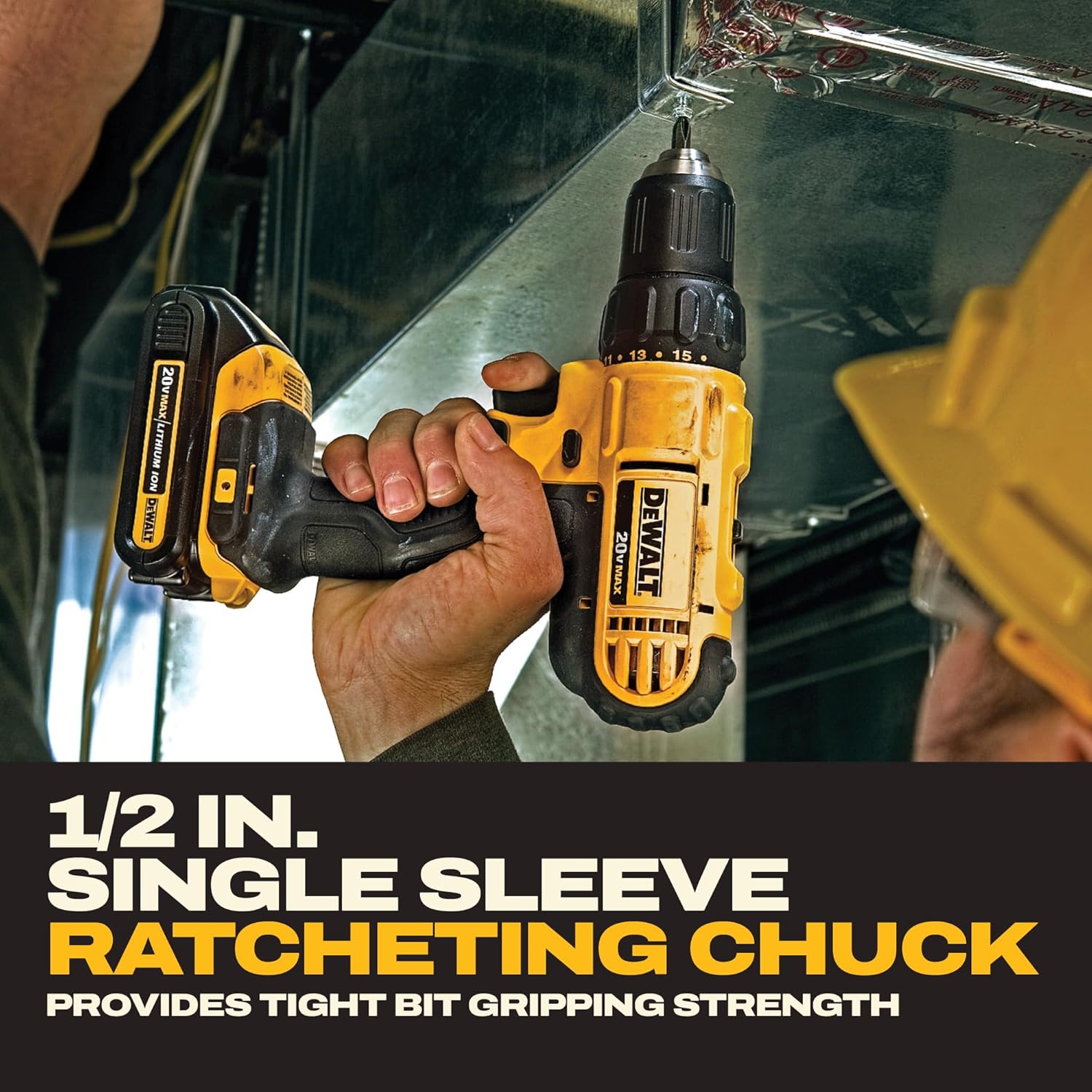DEWALT 20V Max Cordless Drill Driver Set, 2 Speed, High Performance Motor, Includes 2 XR 1.3Ah Li-Ion Batteries, Charger and Contractor Bag (DCD771C2) - Image 5