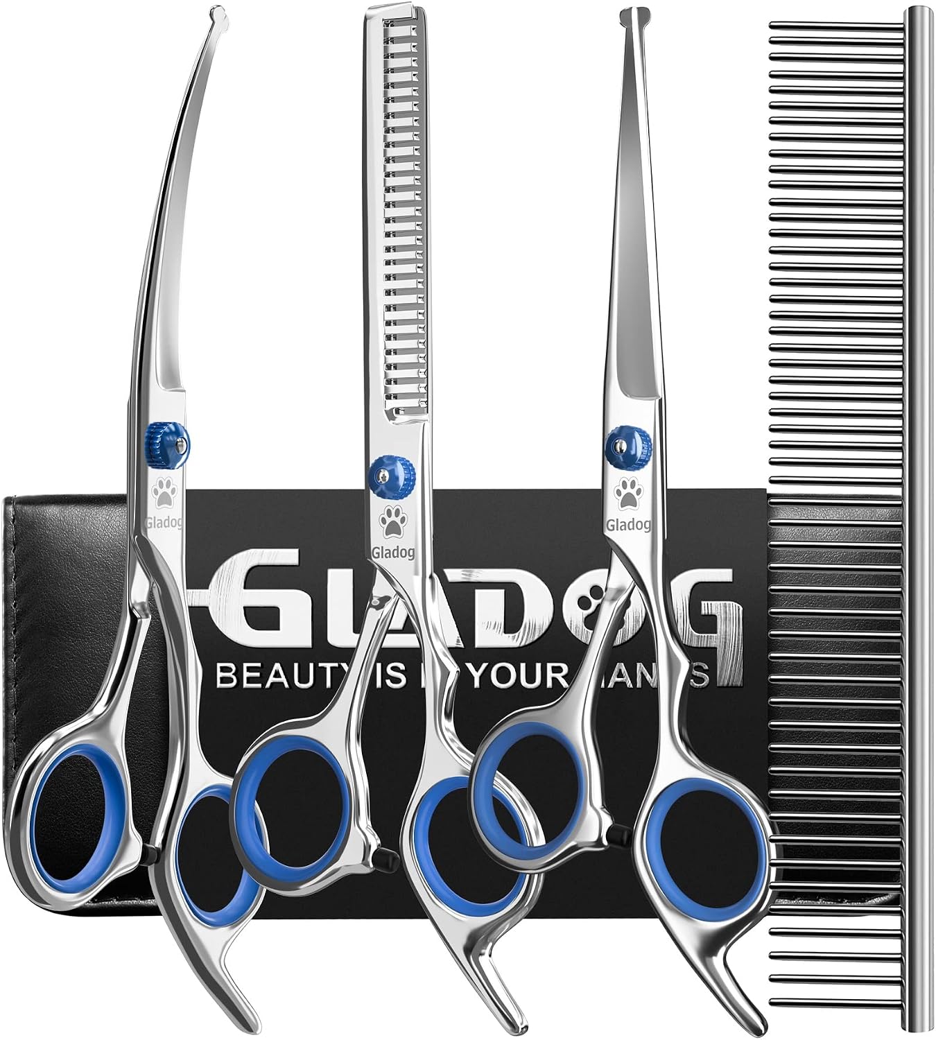 GLADOG Professional 5 in 1 Dog Grooming Scissors Set with Safety Round Tips, Sharp and Heavy-duty Pet Grooming Shears for Cats - Image 7
