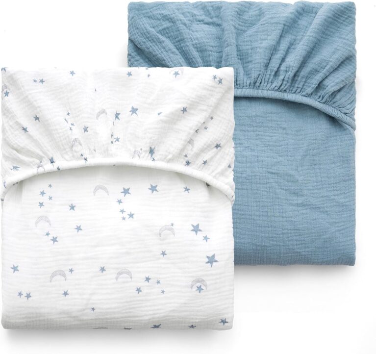 Momcozy Crib Sheets 52"x28", 2 Pack Muslin Crib Sheets for Baby Nursery