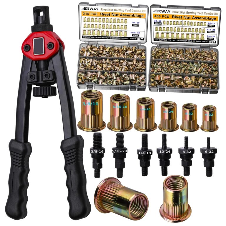 ASKWAY ASE Pressure Rivet Nut Tool Kit, 770pcs Imperial Rivet Nut