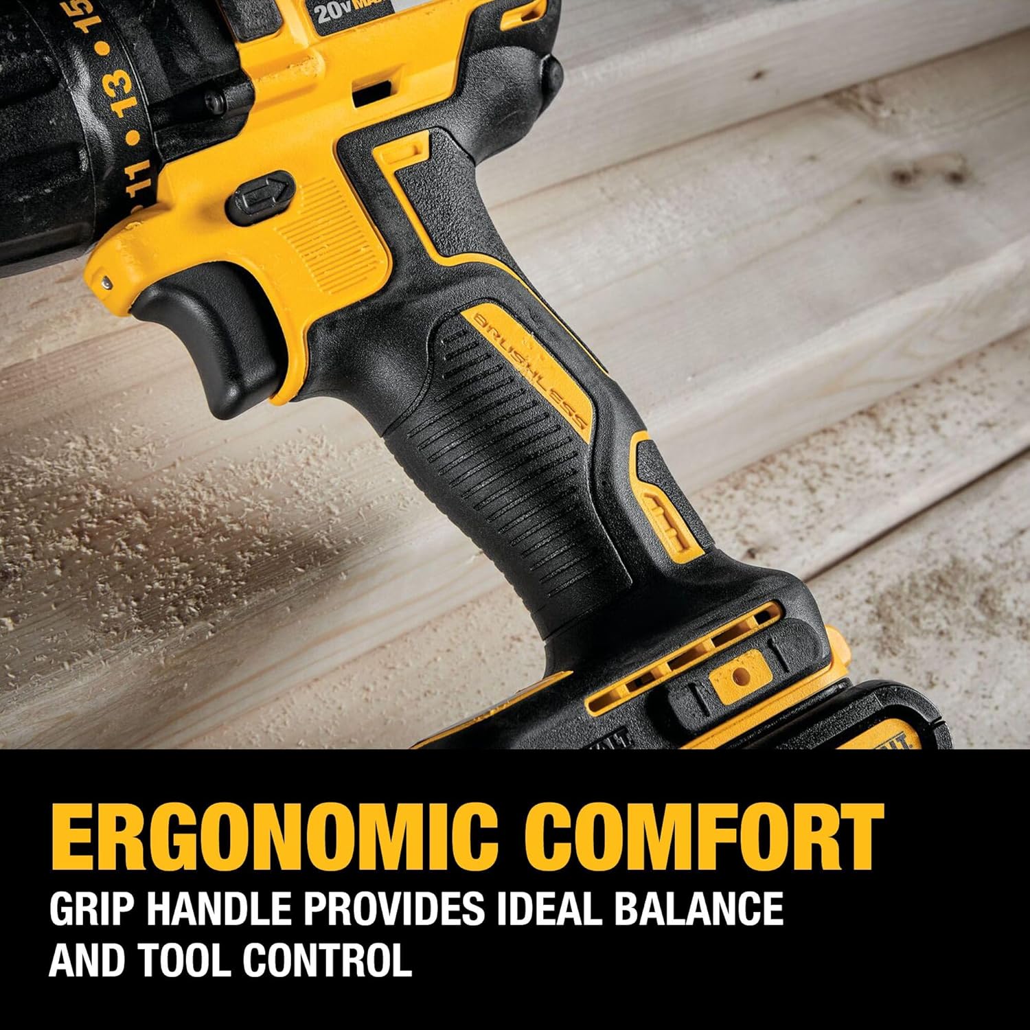 DEWALT 20V MAX Cordless Drill Driver Set, Electric Drill, Brushless 1/2 In 2 Speed, 2.0 Ah Battery and Charger Included, LED Light (DCD777D1) - Image 6