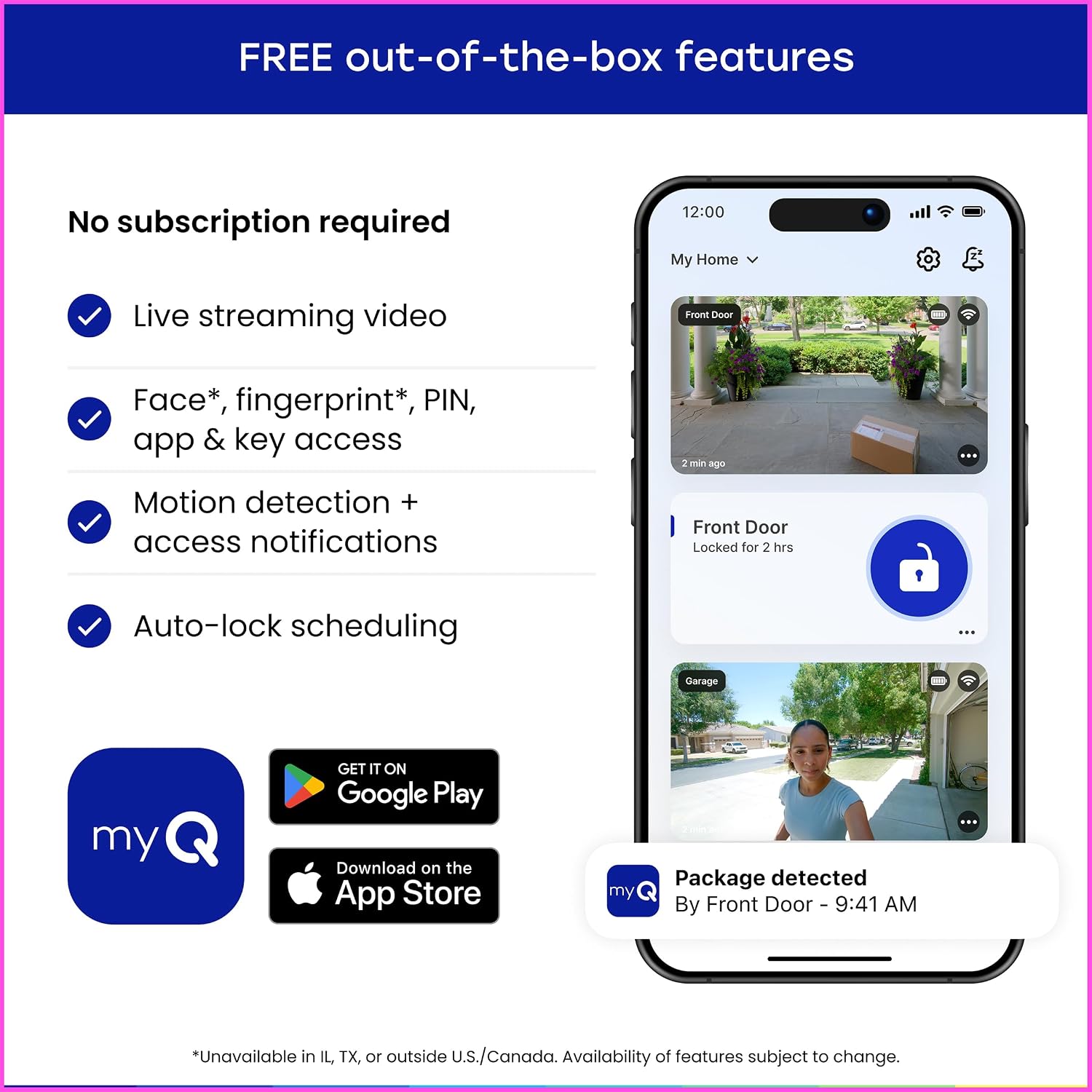 myQ Smart Access Starter Kit: Secure View™ 3-in-1 Smart Lock + Garage Door Video Keypad + Adapter Kit + myQ Chime, Custom PIN Codes, Keyless Entry, 2K HDR Doorbell Camera, App Control & Two-Way Audio - Image 13