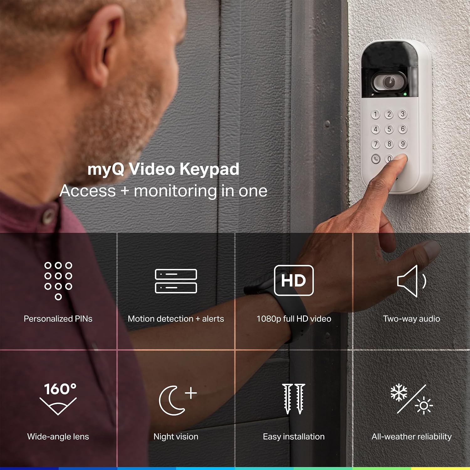 myQ Smart Access Starter Kit: Secure View™ 3-in-1 Smart Lock + Garage Door Video Keypad + Adapter Kit + myQ Chime, Custom PIN Codes, Keyless Entry, 2K HDR Doorbell Camera, App Control & Two-Way Audio - Image 9