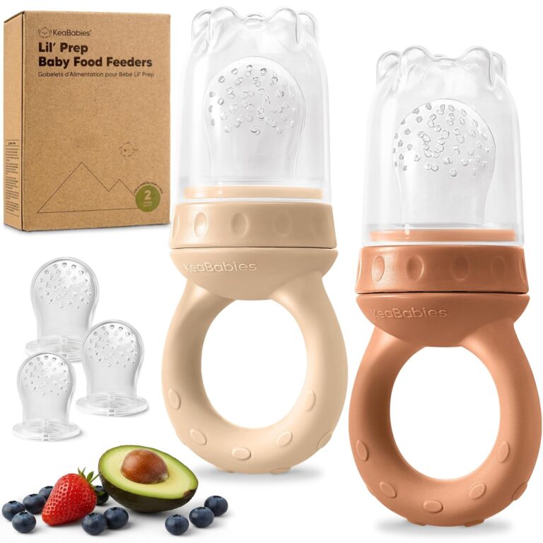 KeaBabies Baby Fruit Feeder 2pk, Silicone Baby Food Feeder (Terracotta)