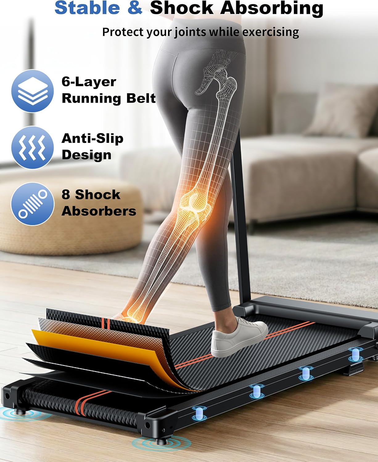 Treadmills for Home Walking Pad - Foldable Treadmill Under Desk with Handle Bar 0.6-6.2 MPH Portable Folding Pads Compact Running Machine Quiet Lightweight - Image 7
