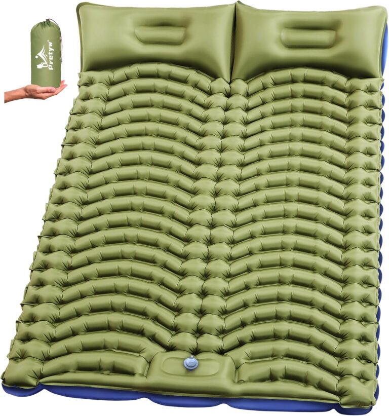 Double Camping Sleeping pad with Pillow & Built-in Foot Pump