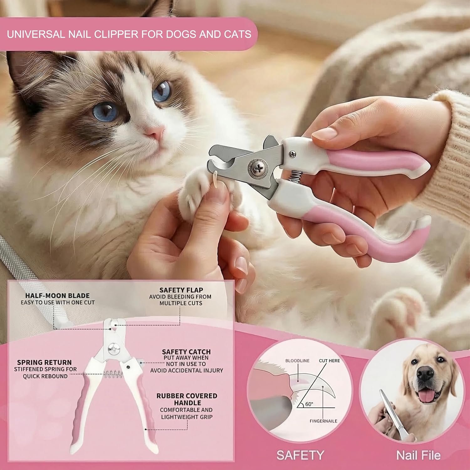 12PCS Dog Bath Kit & Dog Brush Kit for Dogs & Cats - Professional Pet Grooming Tools Set with Shedding Brush, Bath Scrubber, Dematting Comb & Storage Bag - Complete Dog Washing Essentials, Pink - Image 3