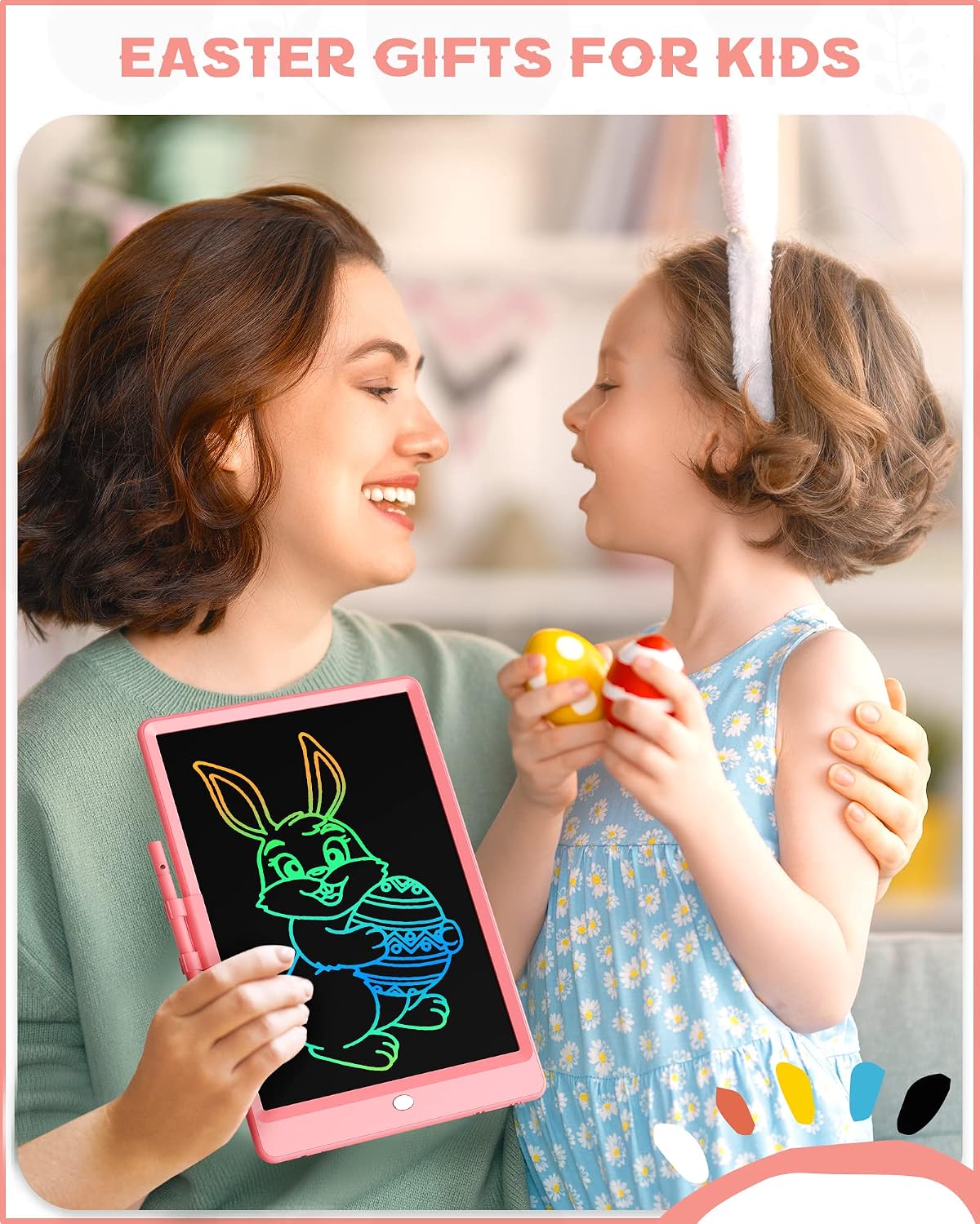 Bravokids 10 Inch LCD Writing Tablet for 3-8 Year Olds - Electronic Drawing Pad and Doodle Board as Educational Birthday Gifts for Girls and Boys (Pink) - Image 7