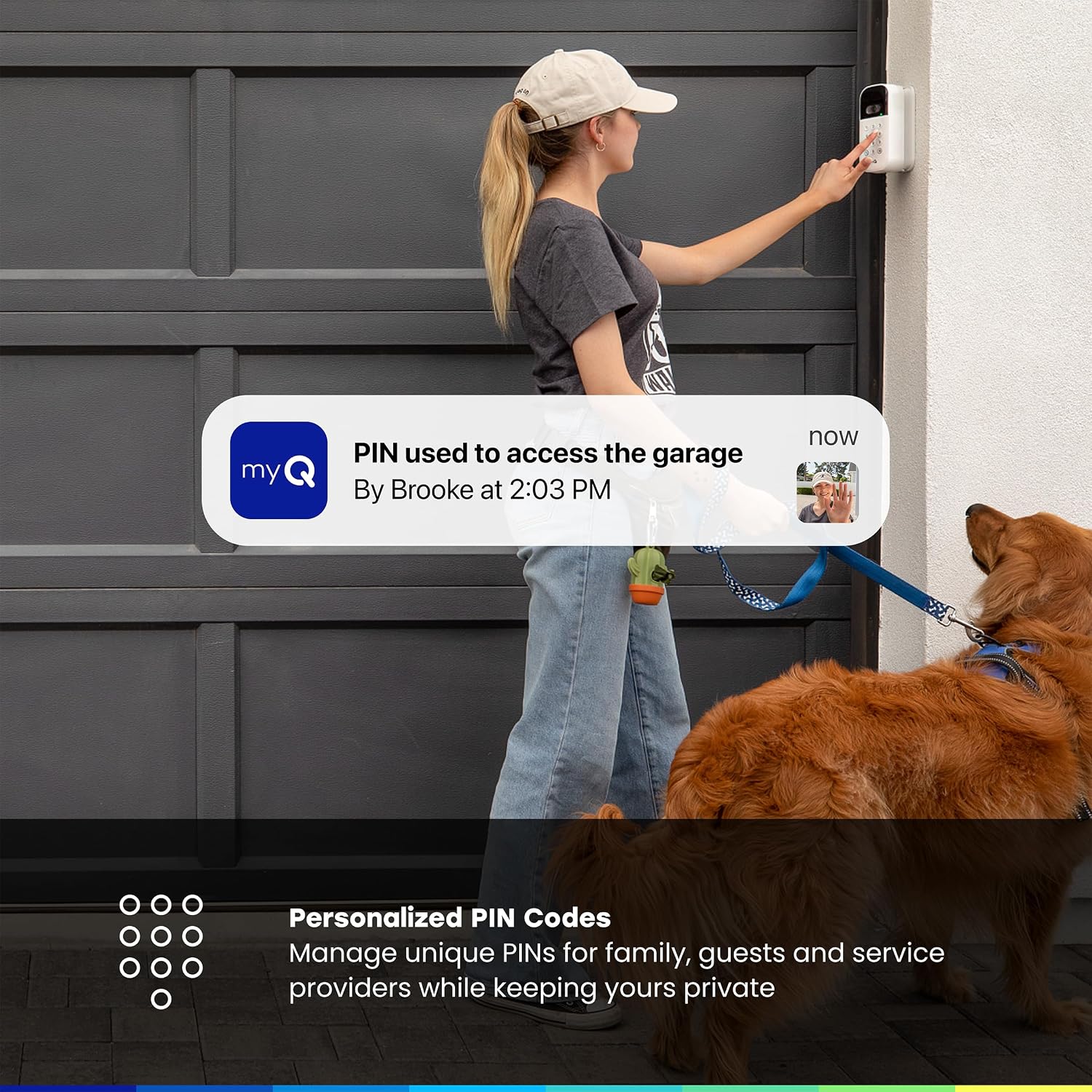 myQ Smart Access Starter Kit: Secure View™ 3-in-1 Smart Lock + Garage Door Video Keypad + Adapter Kit + myQ Chime, Custom PIN Codes, Keyless Entry, 2K HDR Doorbell Camera, App Control & Two-Way Audio - Image 10