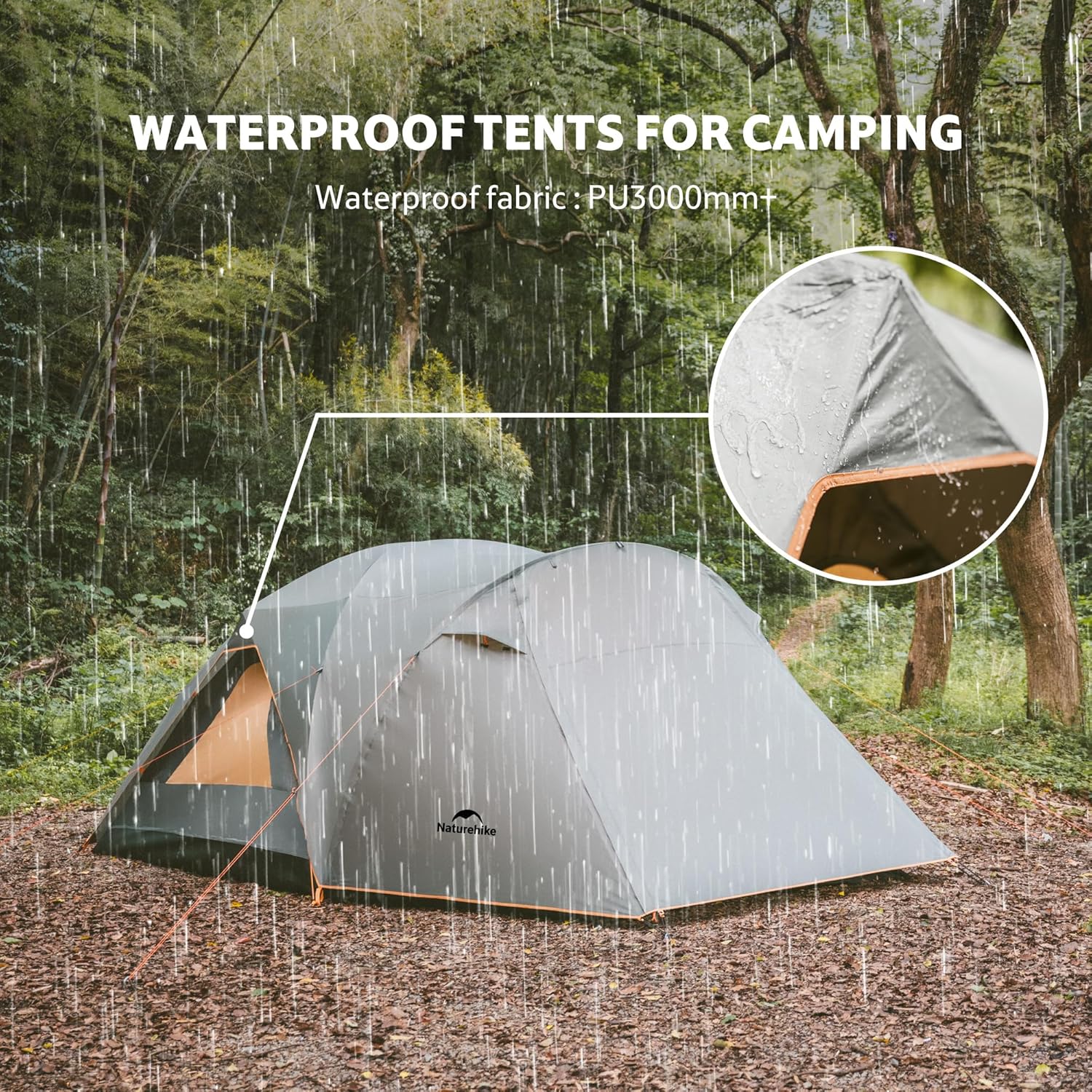 Naturehike KOTA 4/6/8 Person Camping Tent, Double Layer Waterproof 4 Person 6 Person 8 Person Tents for Camping, Large and Tall Family Tent with Vestibules Porch - Image 6