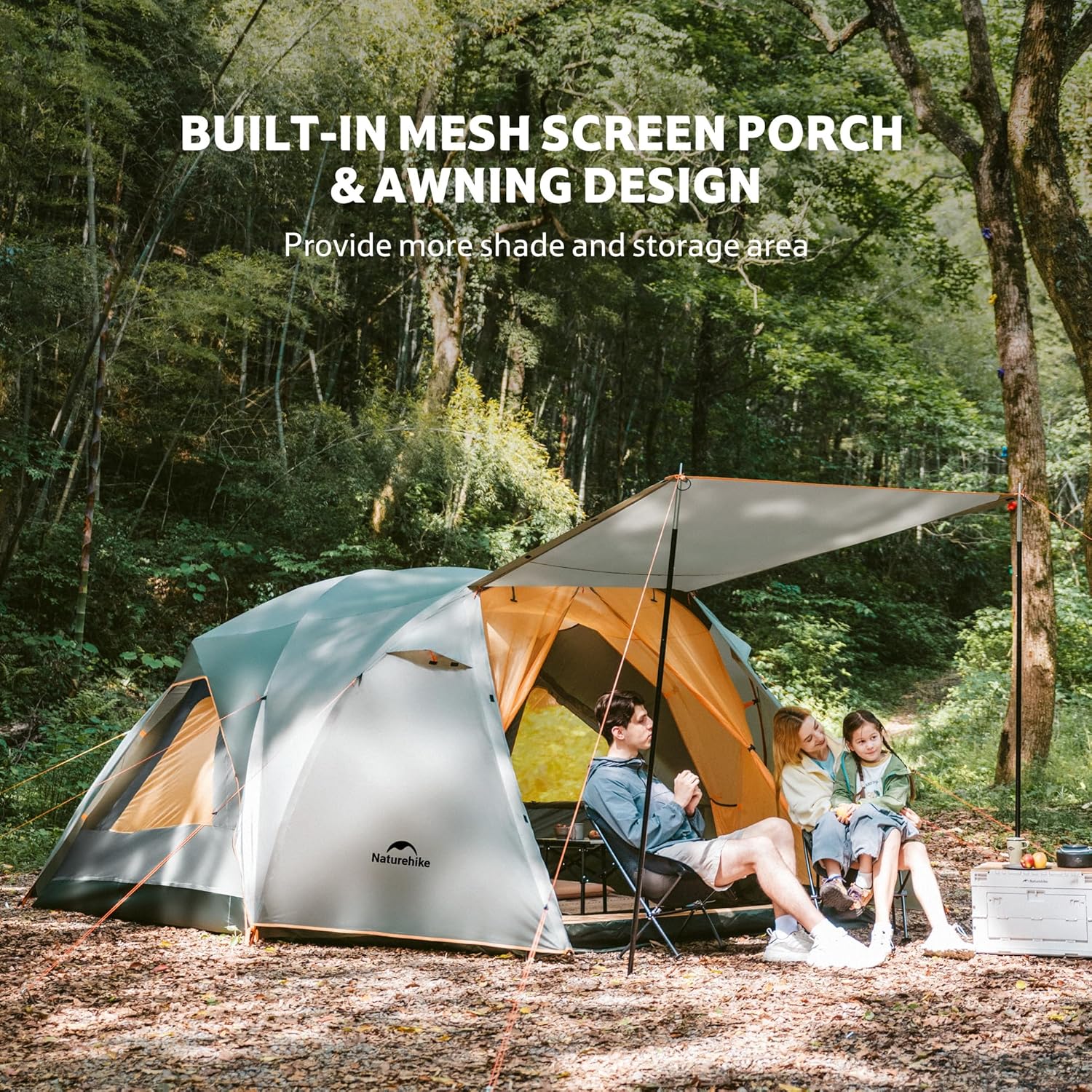 Naturehike KOTA 4/6/8 Person Camping Tent, Double Layer Waterproof 4 Person 6 Person 8 Person Tents for Camping, Large and Tall Family Tent with Vestibules Porch - Image 7