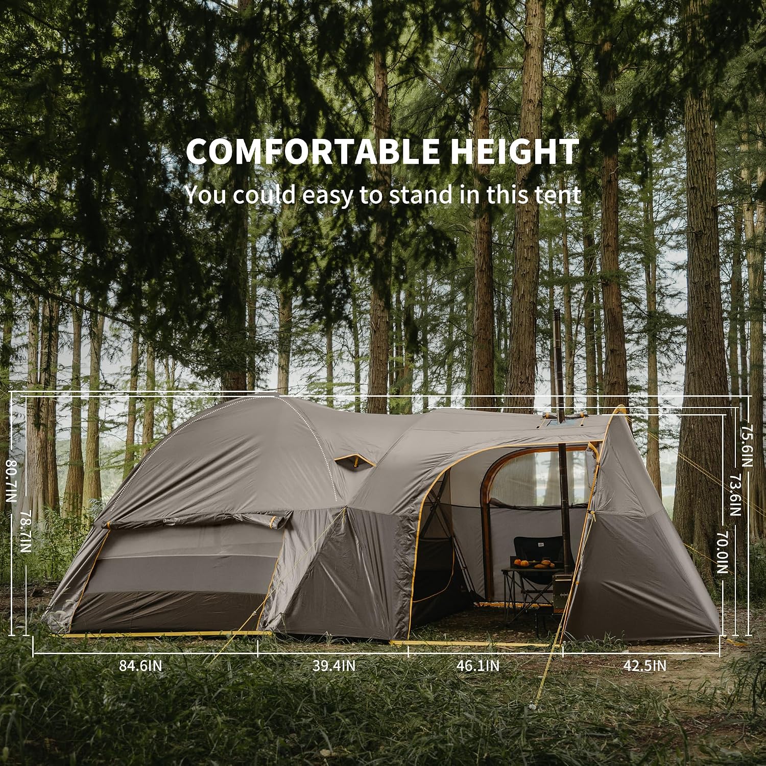 Naturehike KOTA 4/6/8 Person Camping Tent, Double Layer Waterproof 4 Person 6 Person 8 Person Tents for Camping, Large and Tall Family Tent with Vestibules Porch - Image 8