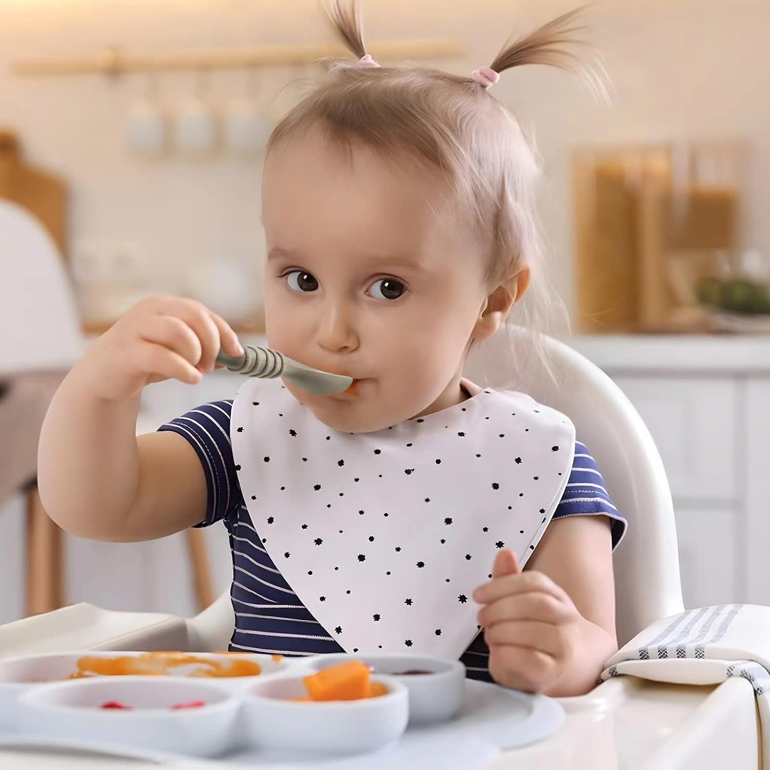 PandaEar 7 Pack Silicone Baby Feeding Spoon, Baby Led Weaning Supplies - Image 2