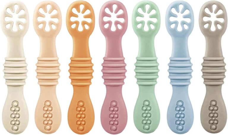 PandaEar 7 Pack Silicone Baby Feeding Spoon, Baby Led Weaning Supplies