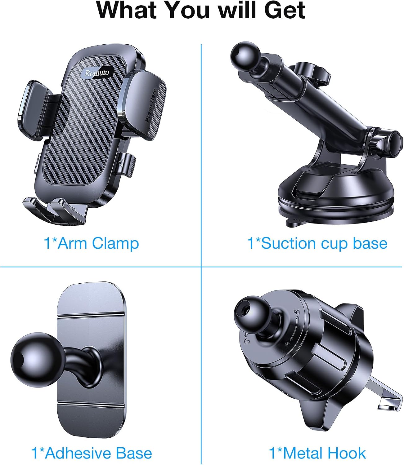 Romuto Phone Holders for Your Car Phone Holder Mount【Super Suction】 Cell Phone Holder for Car Accessories for Women Men【360°】 Suction Phone Mount for Car Dashboard Trim Cover for iPhone Samsung - Image 10