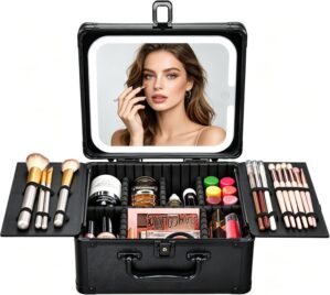 Faquenc Makeup Bag with LED Mirror ...