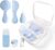6Pcs Newborn Grooming Kit,Portable Travel Baby Care Set, Soft PP Hair Brush Comb,Silicone Nasal Aspirator,Leakproof Travel Lotion Shampoo Bottles,Finger Toothbrush for Infant,Blue